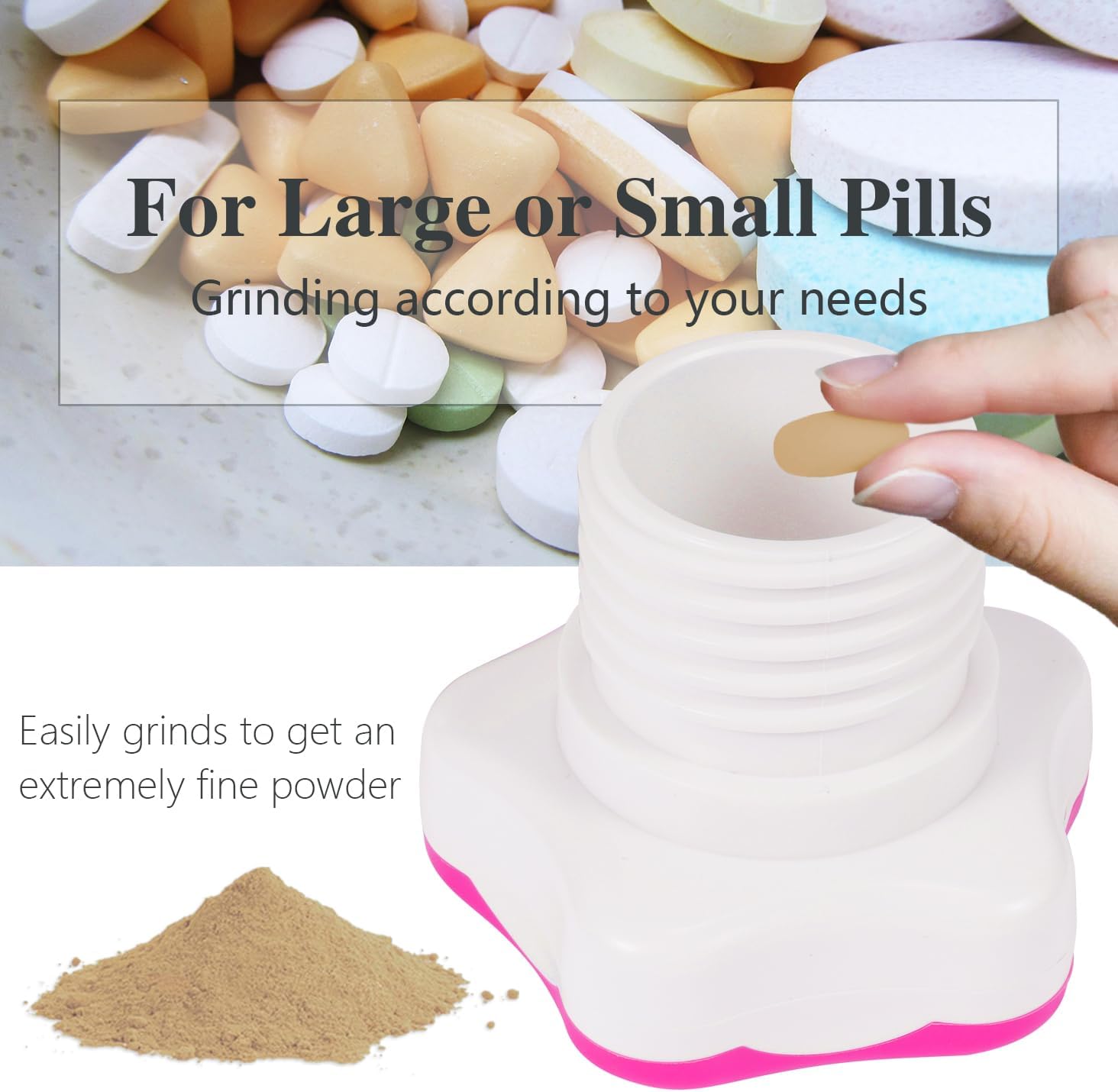 purple-pill-crusher-and-grinder-with-storage-compartment---crush-pills-to-a-fine-powder-with-silicone-edges---ideal-for-elderly-family-and-pets---includes-cleaning-brush---grind-multiple-pills-at-once-2