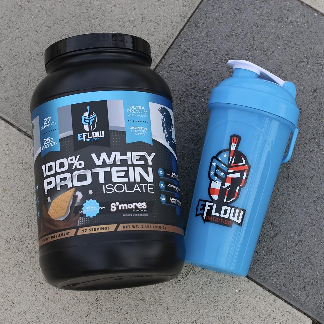 eFlow Nutrition Whey Protein Isolate - S'Mores Flavor, Gluten & Lactose-Free, Low Carb, with Digestive Enzymes, Fast Digesting for Muscle Recovery - 26 Servings - Espot.com.au