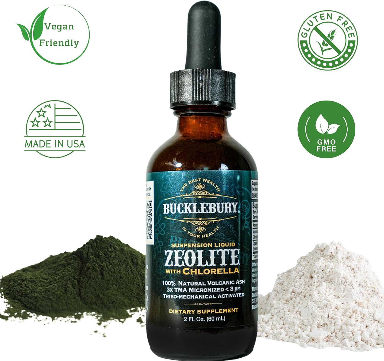 Zeolite Liquid Suspension with Chlorella - Supports Detox, Immune System & Digestive Health - 60 Servings for Kids & Adults - Espot.com.au