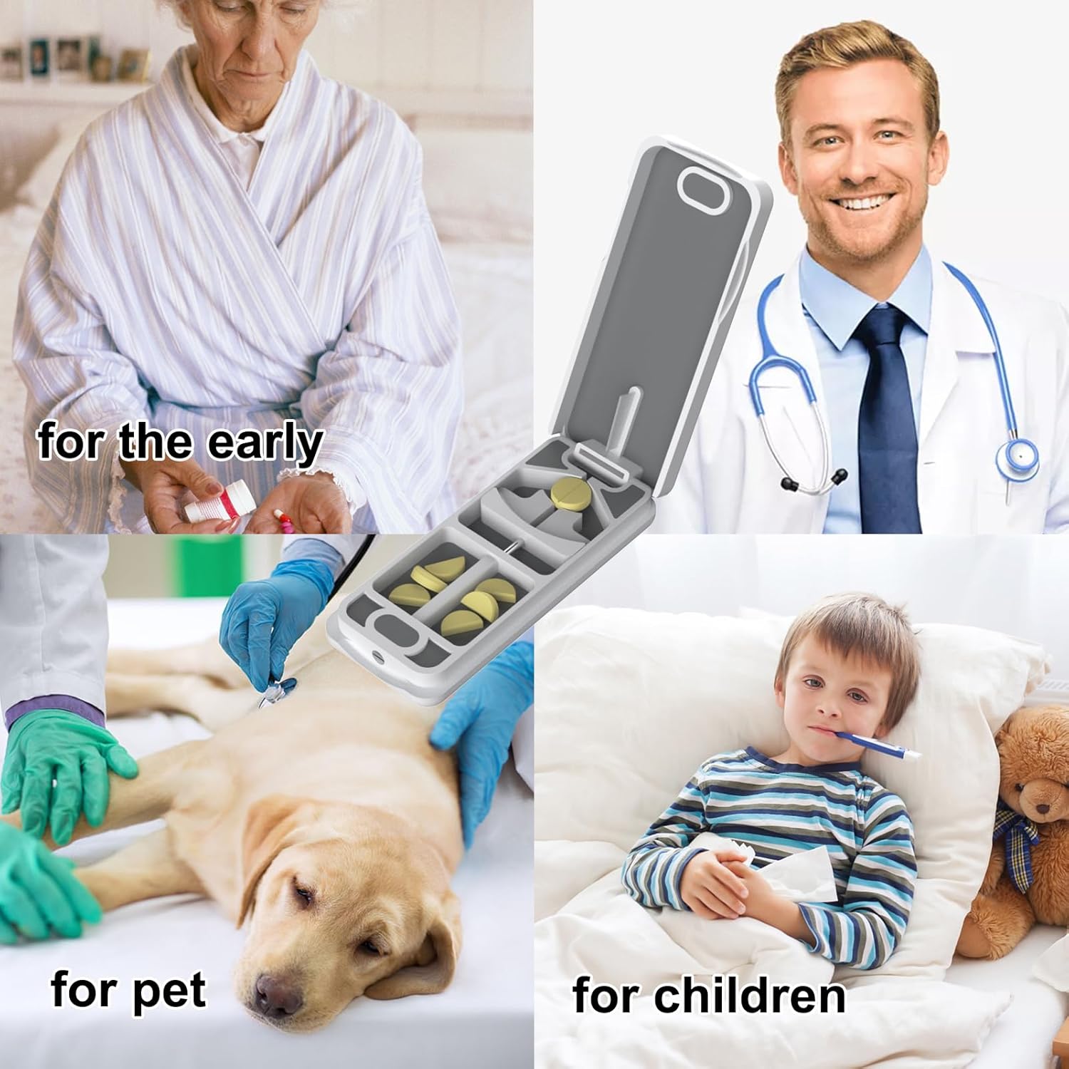 professional-pill-cutter-with-auto-centering-device-genuine-leather-case---aluminum-pill-splitter-with-316l-stainless-blade-for-small-or-large-pills---white-plastic-design-6