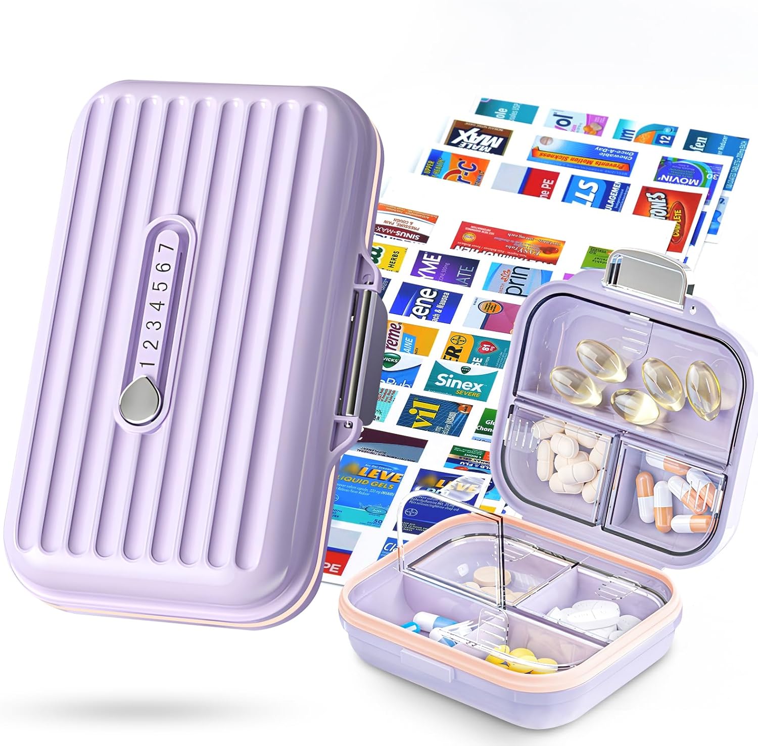 purple-golfing-travel-pill-organizer-box-with-medicine-labels-2-pack-7-compartments-portable-pill-case-for-daily-medication-storage-small-and-large-sizes-for-pocket-pharmacy-1
