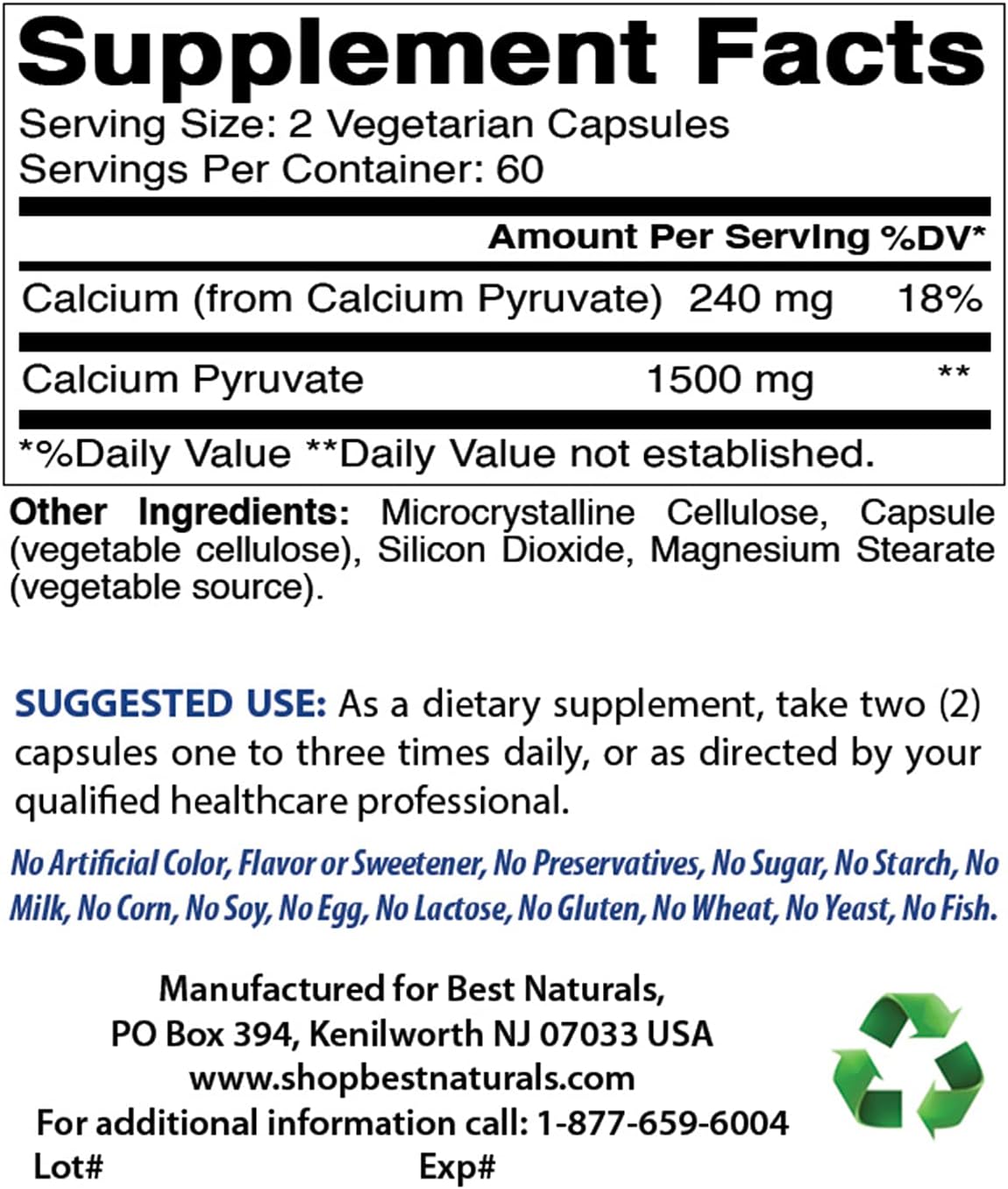 2 Pack Calcium Pyruvate 750mg 120 Capsules - Best Naturals Formula for Weight Management and Energy Support - Espot.com.au