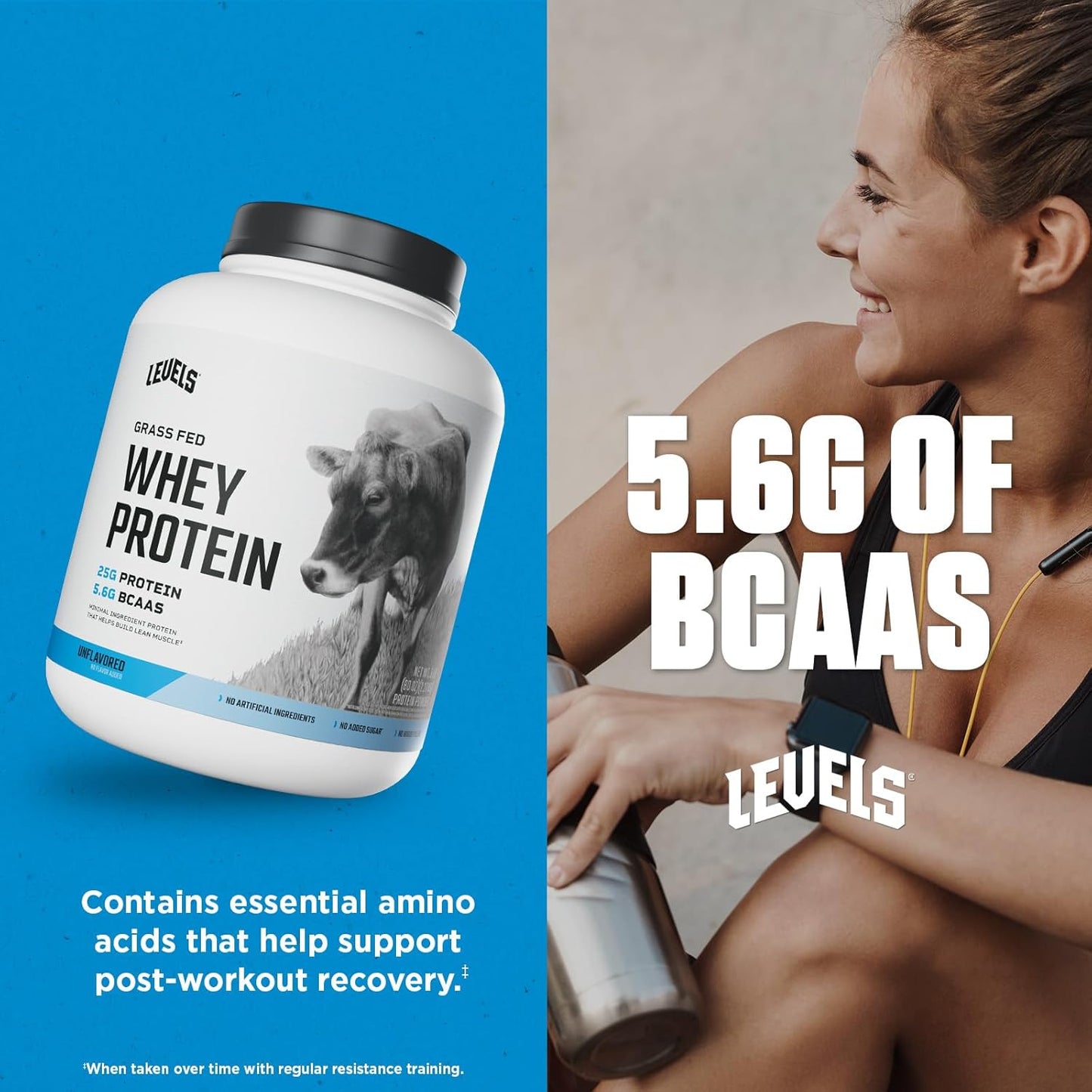 Levels Nutrition Grass Fed Whey Protein Powder - 5LB, 25G Protein, No Artificial Ingredients, Unflavored - Espot.com.au