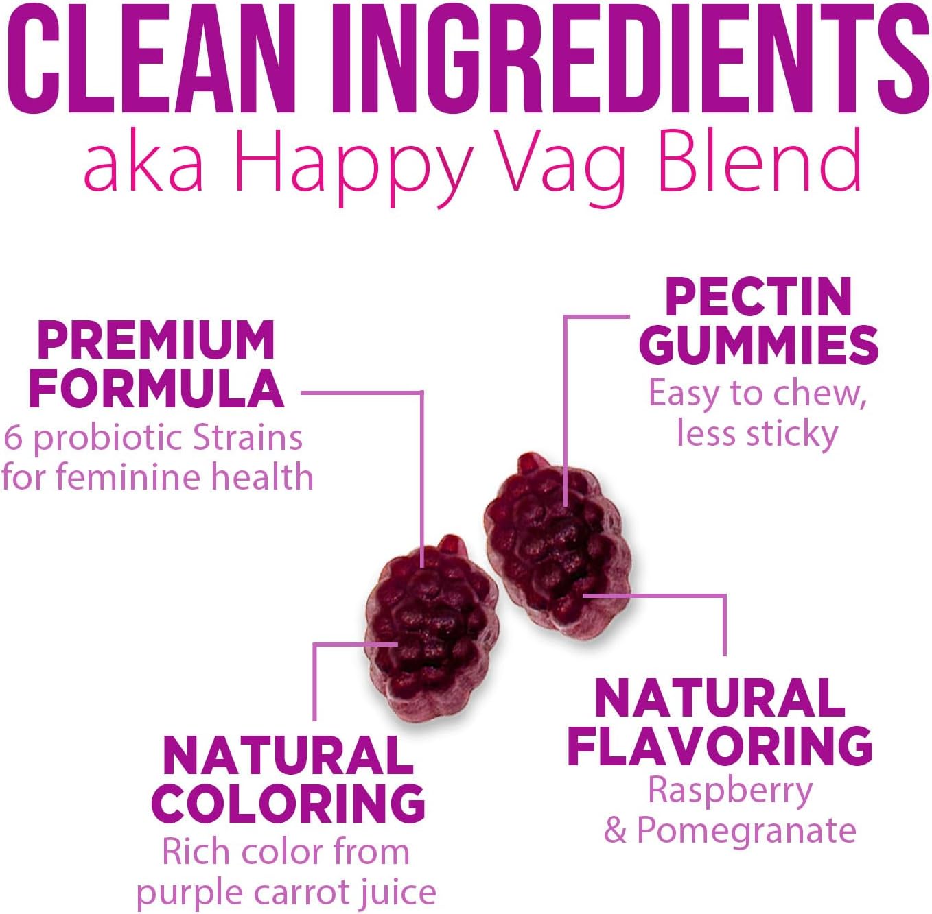 Women's Probiotic Gummies with 6 Strains, Cranberry & 3 Billion CFU - Digestive, Vaginal & Immune Support - Non-GMO - 120 Gummies - Espot.com.au