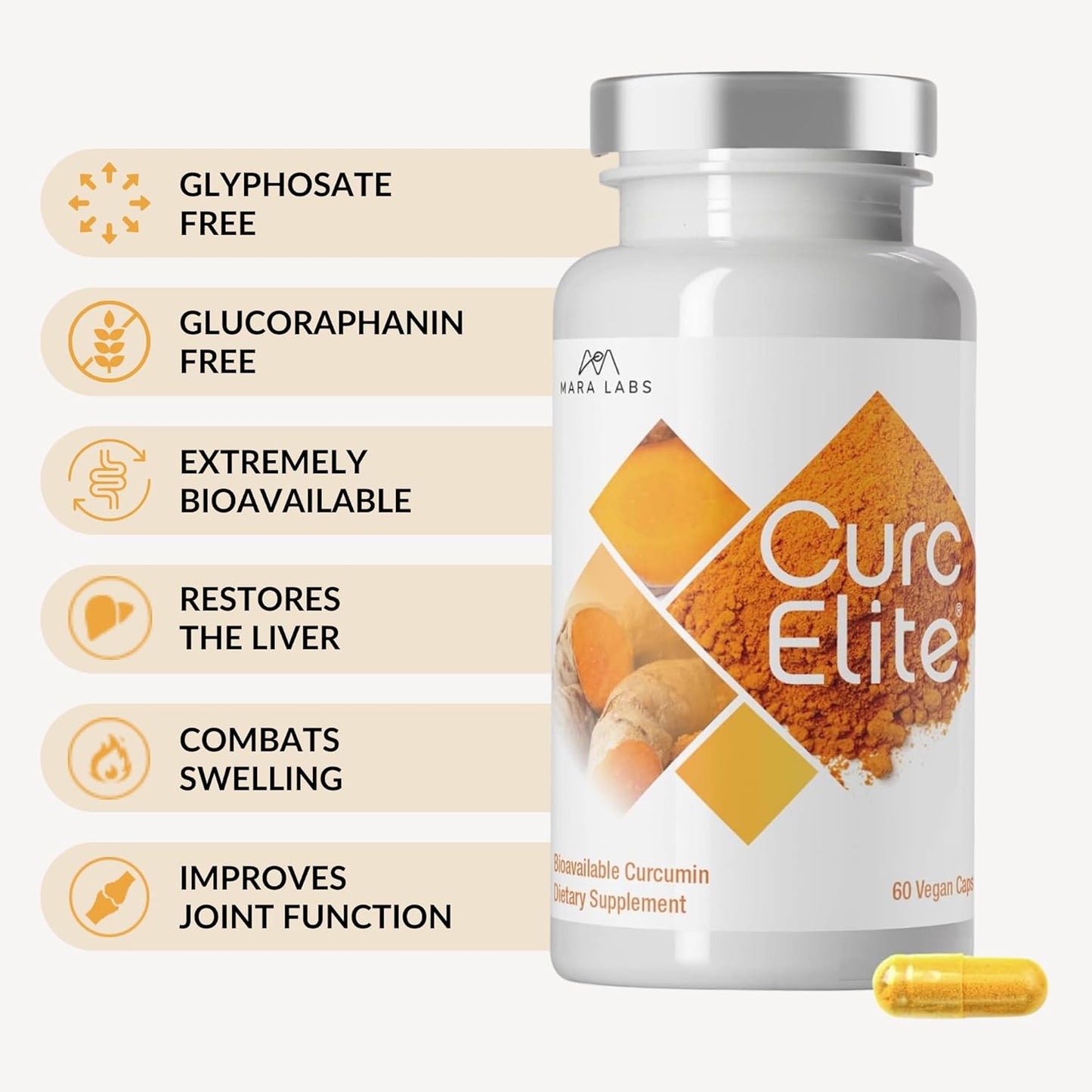 Mara Labs CurcElite Turmeric Extract - 95% Curcuminoids, Vegan, Non-GMO - 30 Servings - Espot.com.au
