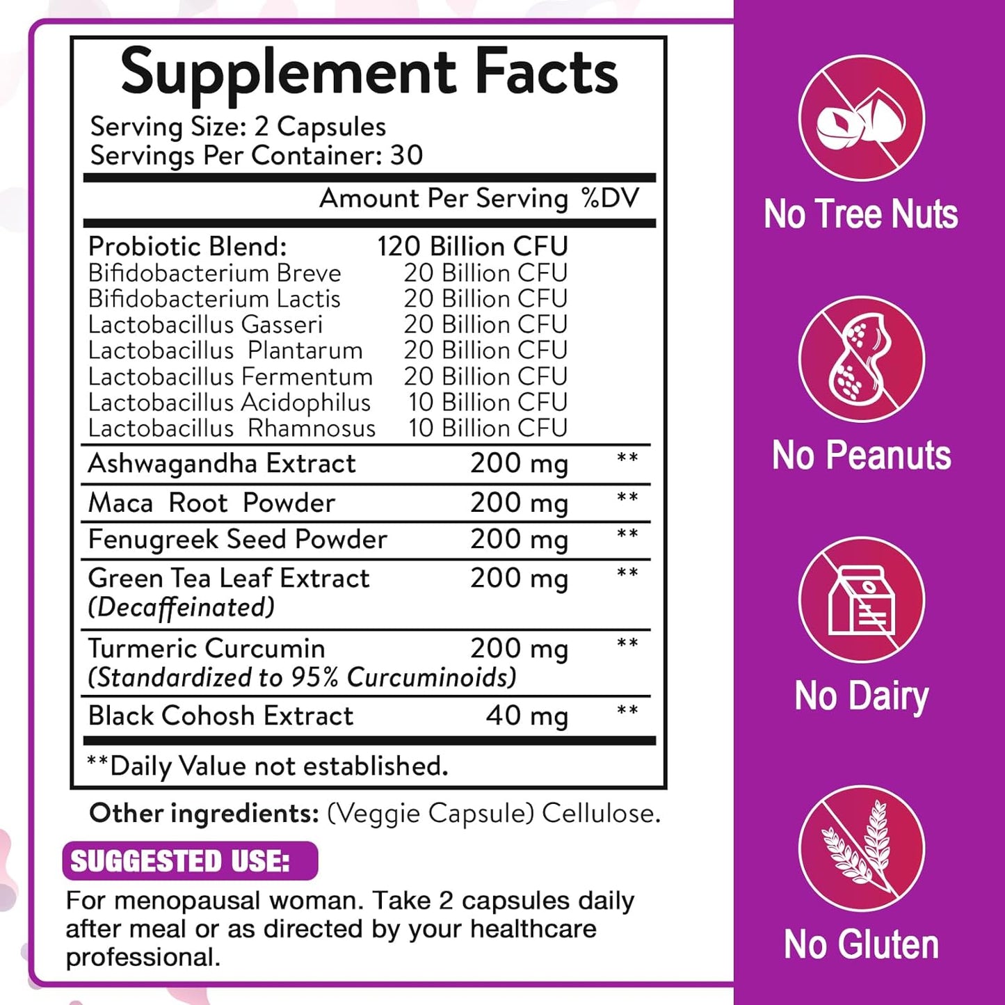 All-Natural Menopause Probiotic Supplements for Women - 480 Capsules, 120 Billion CFU, Herbal Formula - Espot.com.au