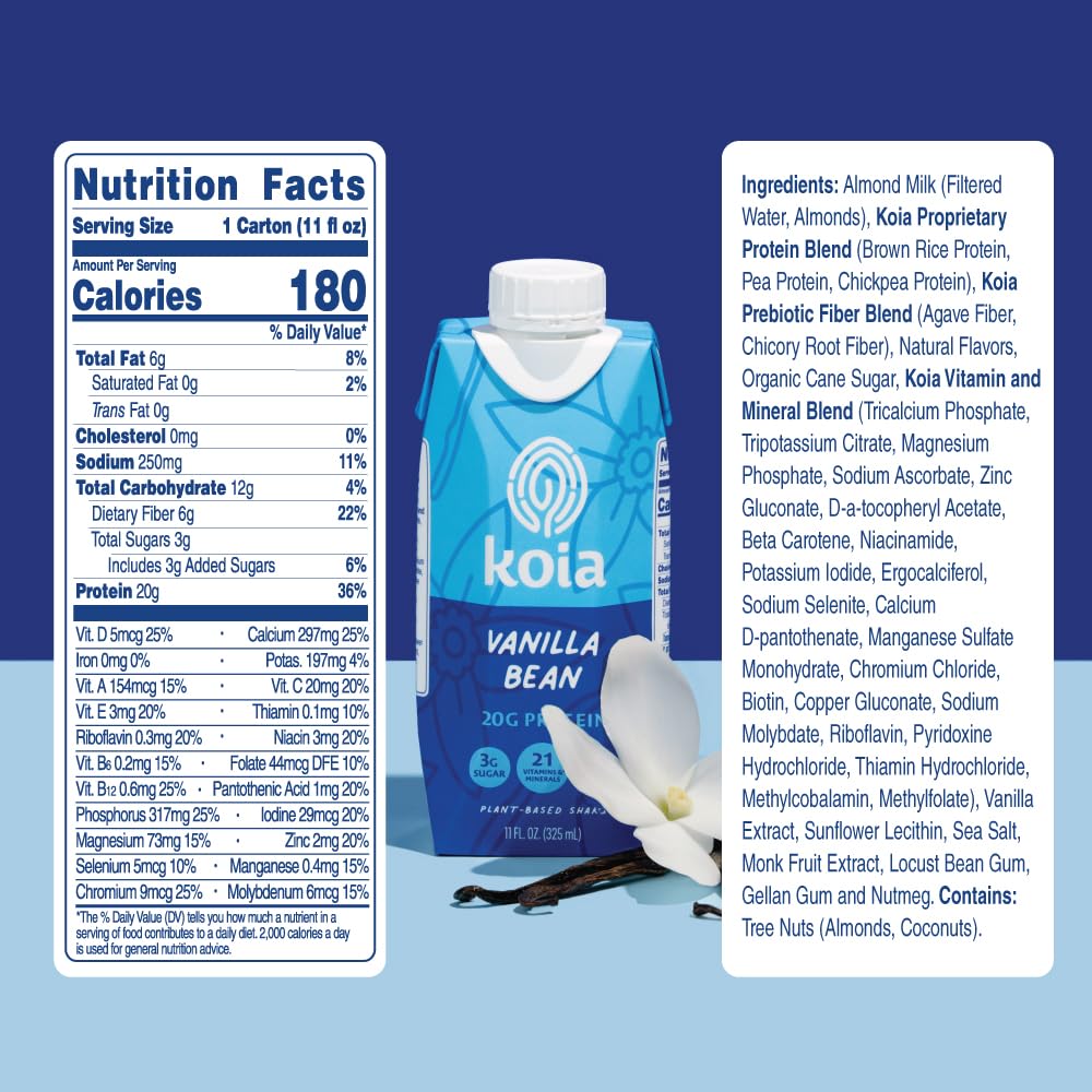 vanilla-bean-koia-plant-based-protein-shake---20g-protein-3g-sugar-6g-fiber-21-vitamins-minerals---dairy-free-soy-free-non-gmo---meal-replacement-drinks---11-fl-oz-12-bottles-5
