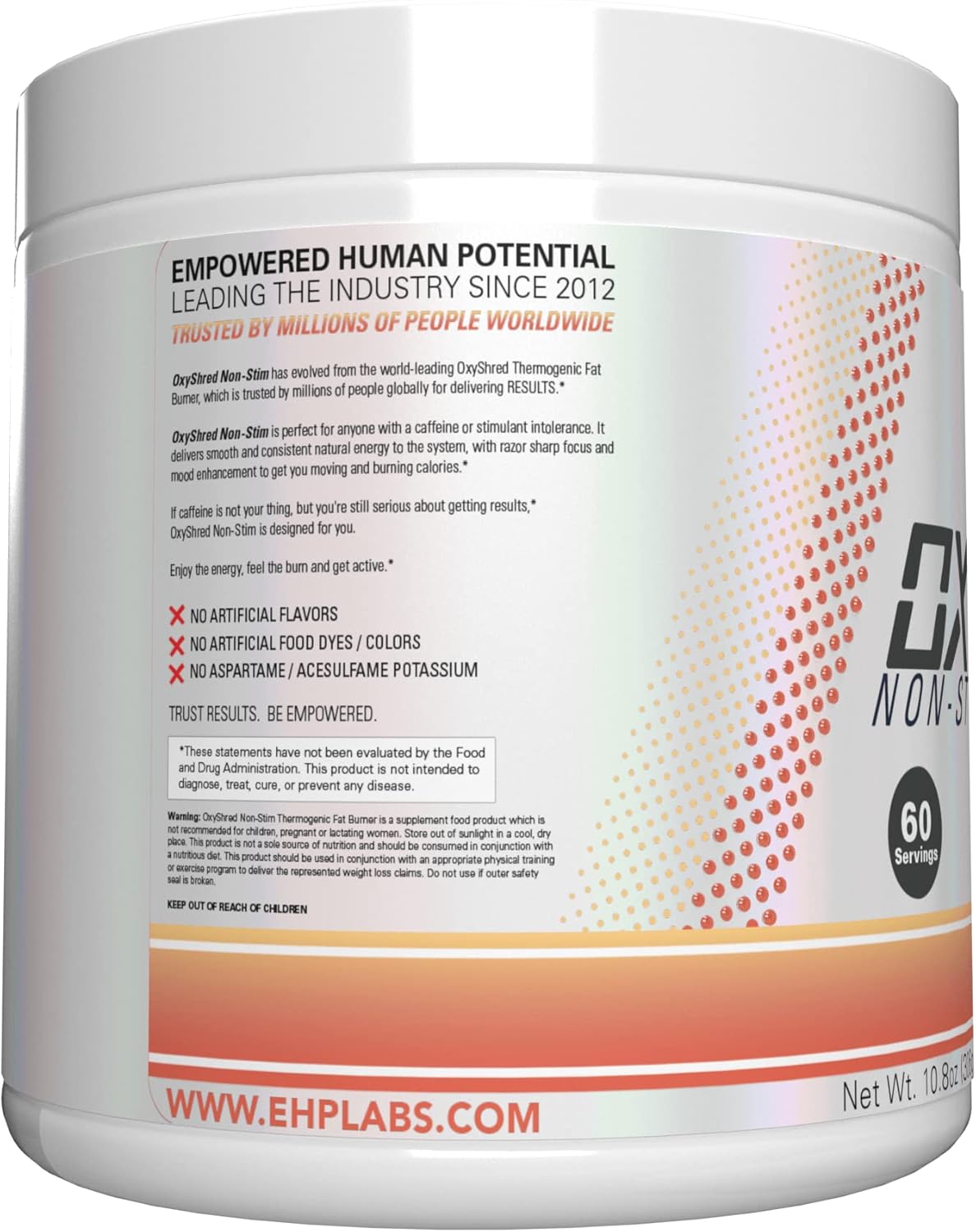 ehp-labs-oxyshred-non-stimulant-peach-pre-workout-powder---caffeine-free-l-glutamine-acetyl-l-carnitine-blend-for-men-women---60-servings-2