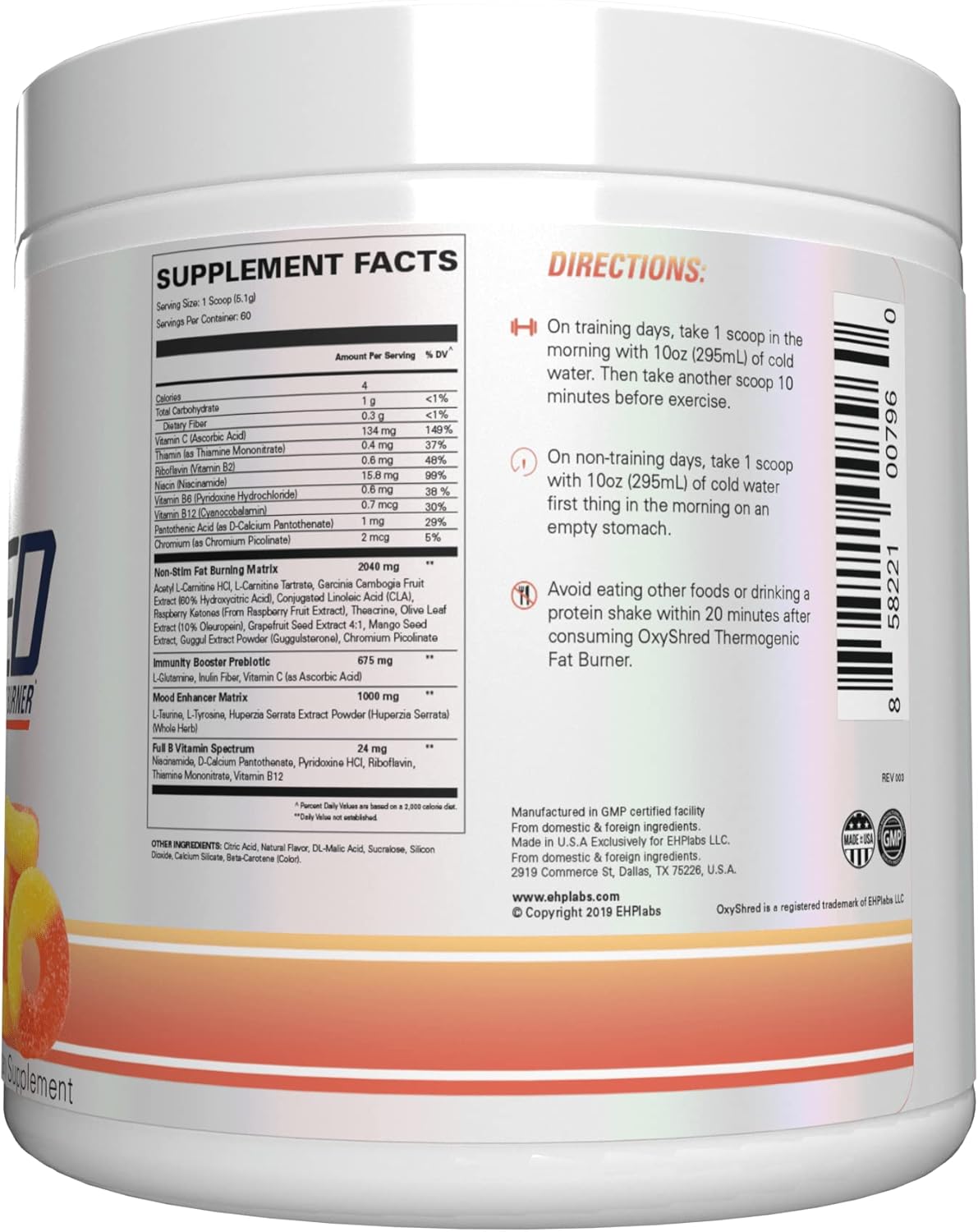 ehp-labs-oxyshred-non-stimulant-peach-pre-workout-powder---caffeine-free-l-glutamine-acetyl-l-carnitine-blend-for-men-women---60-servings-9
