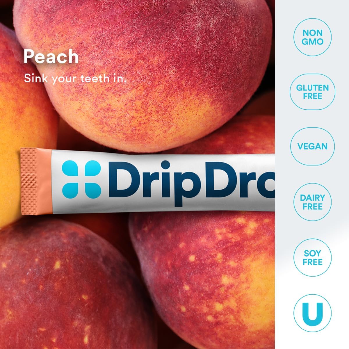 dripdrop-hydration-peach-electrolyte-drink-mix-packets---sugar-free-single-serve-powder-sticks---non-gmo-gluten-free-vegan---32-count-8