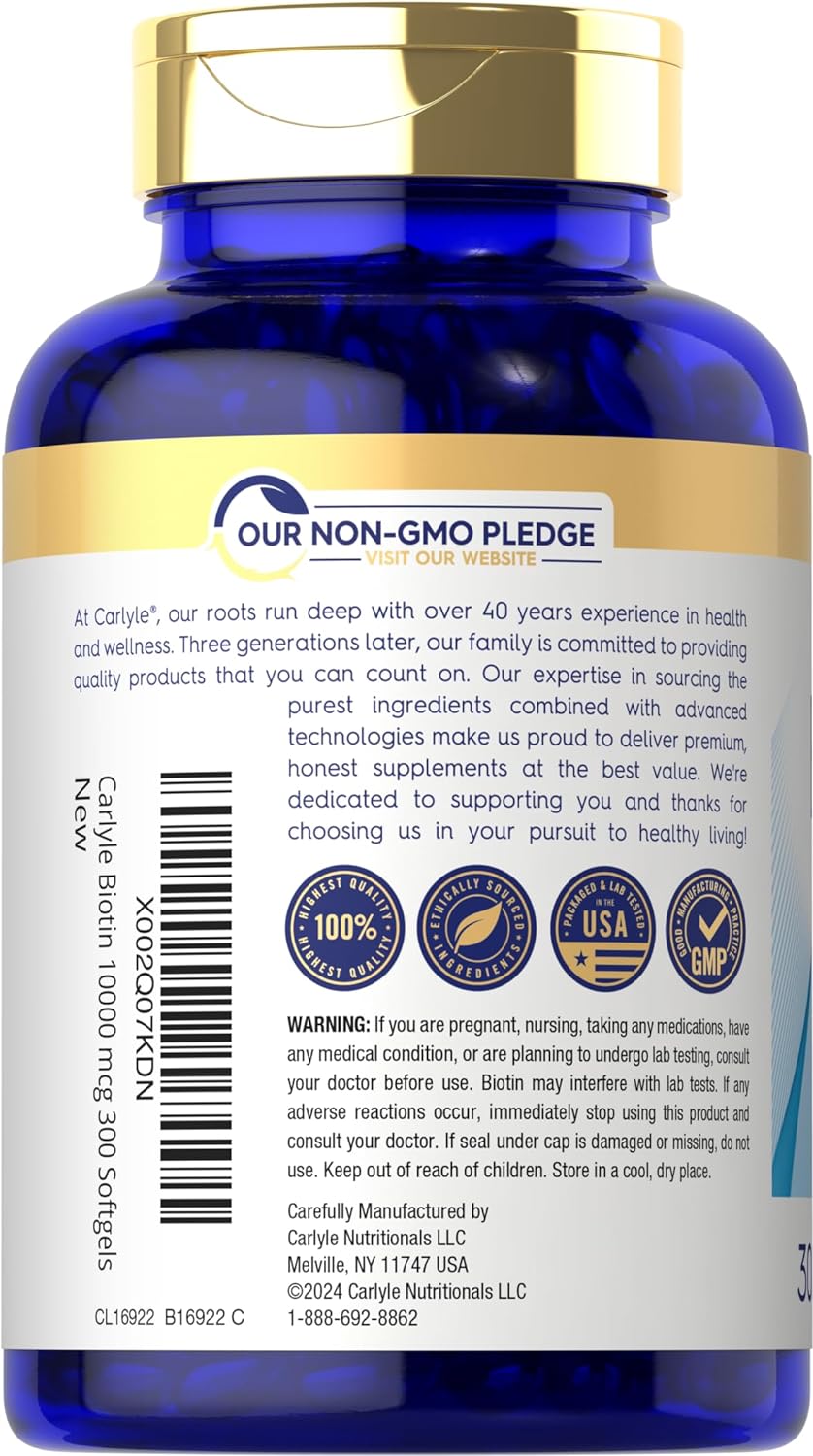 carlyle-biotin-10000mcg-softgels---300-count-max-strength-non-gmo-gluten-free-supplement-3