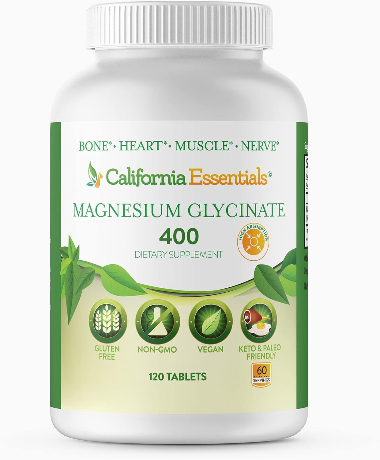 high-absorption-california-essentials-magnesium-glycinate-400---chelated-for-muscle-relief-bone-heart-support---vegan-non-gmo-gluten-free---120-tablets-60-servings-1