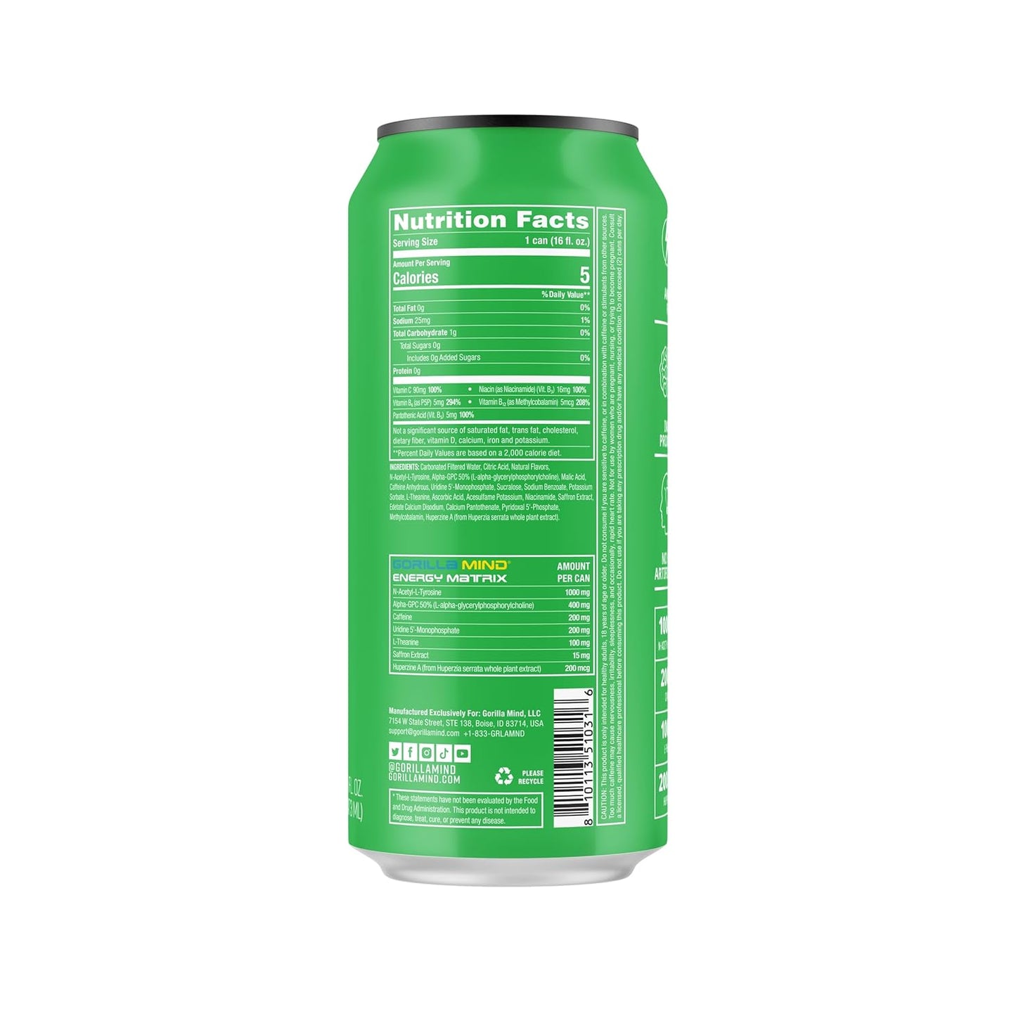 premium-gorilla-mind-energy-drink-12-pack---boost-energy-and-focus-with-n-acetyl-l-tyrosine-alpha-gpc-caffeine-uridine-saffron---exotic-kiwi-flavor-no-sugar-or-artificial-colors---16oz-cans-2