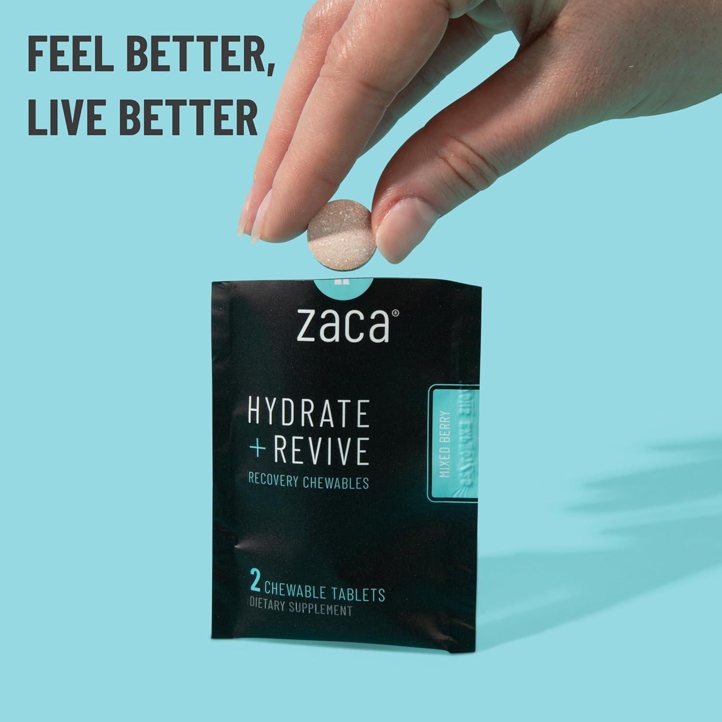 zaca-recovery-chewable-supplement---hydrate-and-revive-for-parties-travel-exercise-and-altitude---non-sugar-non-gluten-mixed-berry---2-packets-4-tablets-2