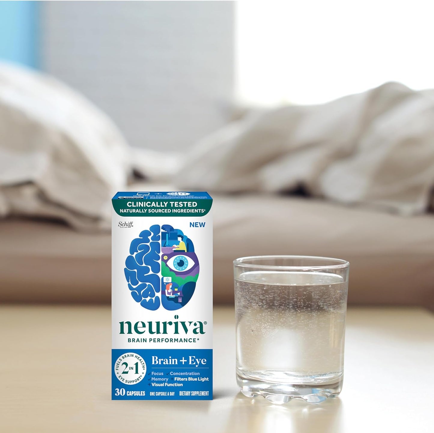 Neuriva Brain and Eye Supplement with Lutein, Vitamins, and Zinc for Memory, Focus, and Eye Health - 30ct Capsules - Espot.com.au