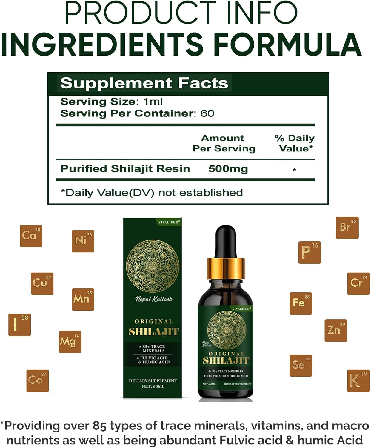 Pure Shilajit Resin Liquid Drops with 85+ Trace Minerals - Brain Booster, Energy & Immune Support - 2oz Bottle - 60 Day Supply - Espot.com.au