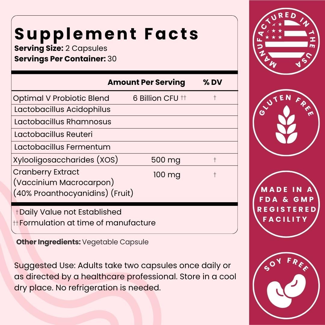 Women's Vaginal Probiotic Supplement with Prebiotics, Cranberry Extract, and Lactobacillus Blend - 180 Capsules for Vaginal Health, Odor Control, pH Balance - Pack of 3 - Espot.com.au