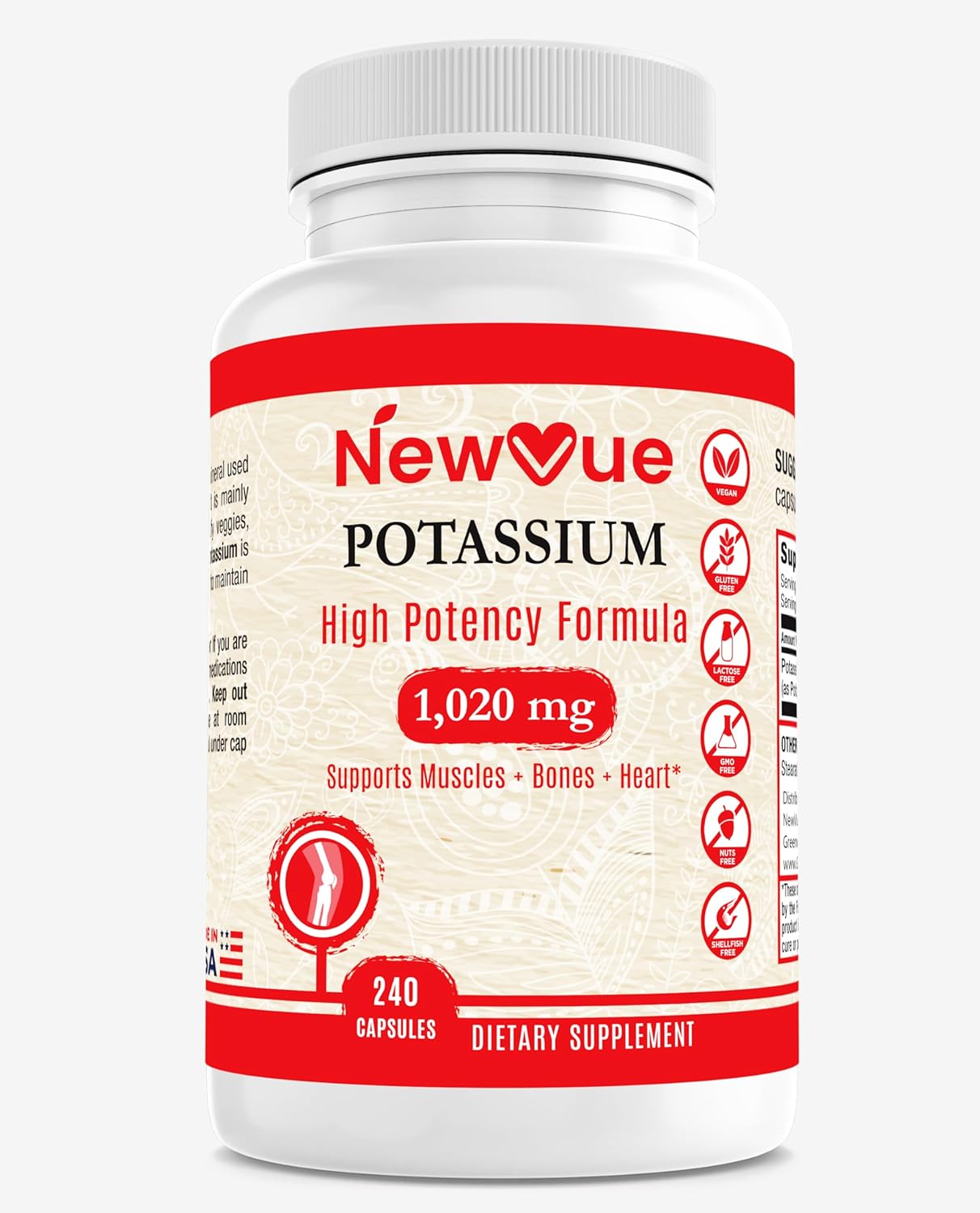 NewVue Payment Tree Potassium Supplement - 1020mg, 120 Servings, 240 Capsules - Espot.com.au