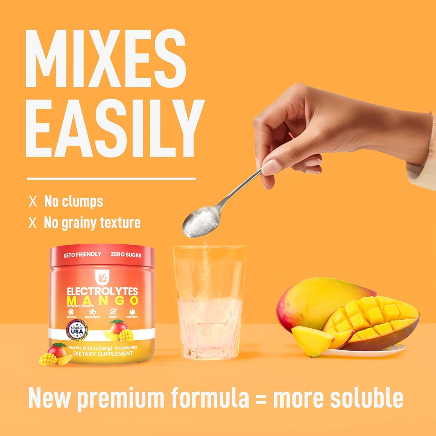 Mango Flavored Keto Electrolyte Powder with No Sugar - Hydration Support for Keto Dieters - Sugar-Free Electrolyte Supplement - Sips Like Sunshine - Espot.com.au