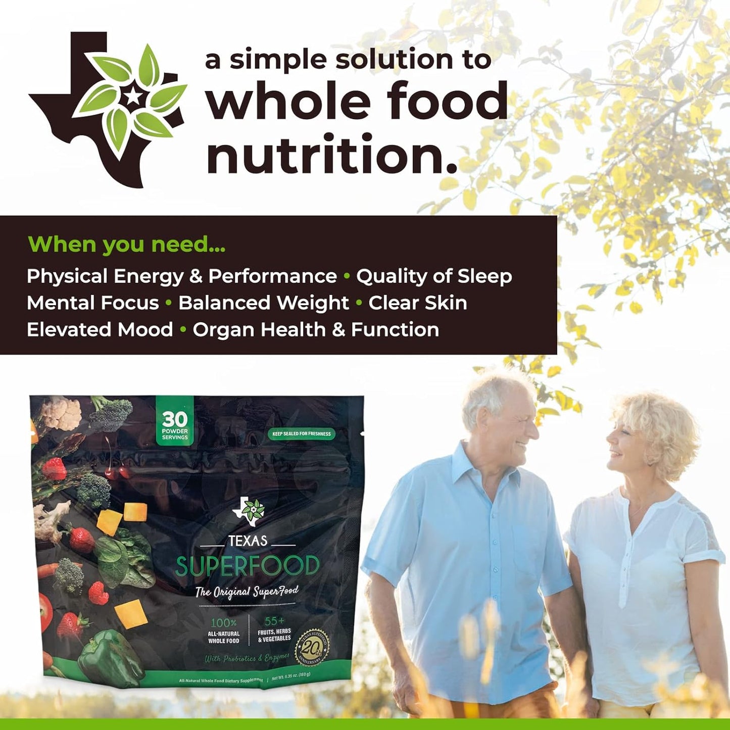 Texas SuperFood Family - Original Superfood Powder, Reds & Greens Blend - Whole Food Dietary Supplement, Non-GMO, Gluten-Free, Vegan - 30 Servings, 180g - Espot.com.au