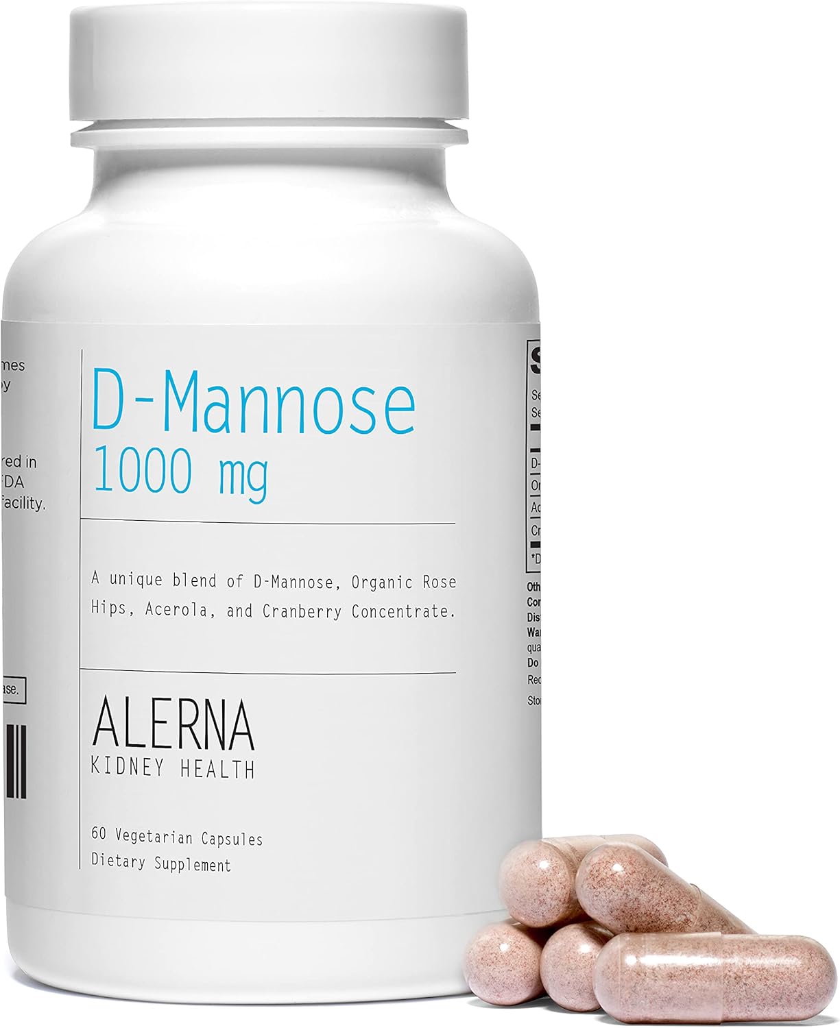 D-Mannose 1000mg with Cranberry & Rose Hips - Urinary Tract Health Support - 180 Vegetarian Capsules - Alerna Kidney Health - Espot.com.au