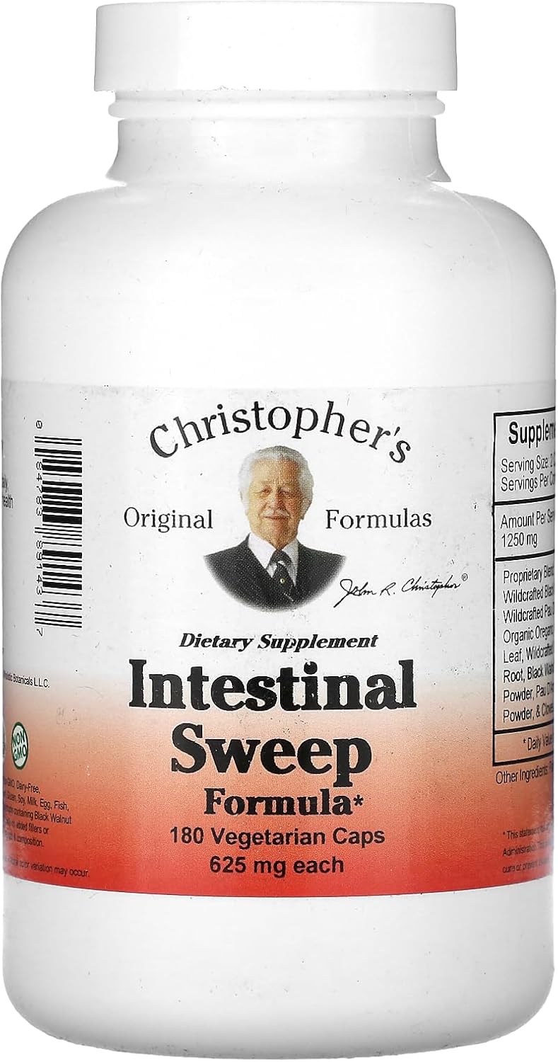 Intestinal Sweep Capsules - 625 mg, 180 Vegetarian Capsules by Christopher's Original Formulas - Espot.com.au