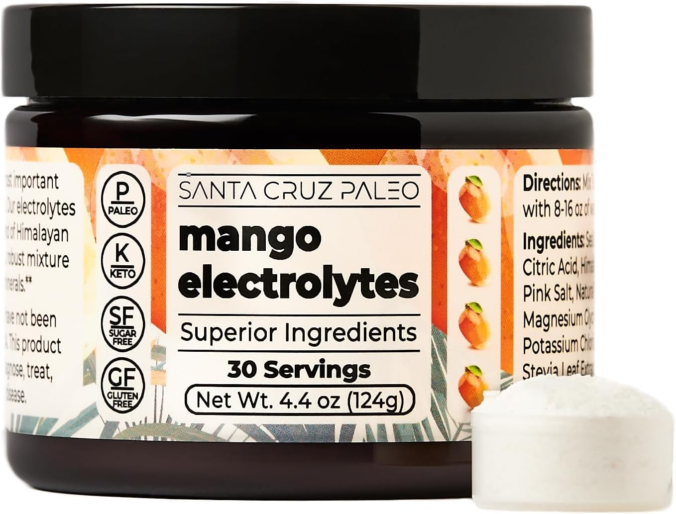 Santa Cruz Mango Electrolyte Powder - Sugar-Free with Himalayan & Sea Salt, Magnesium, Potassium - 30 Servings - Espot.com.au