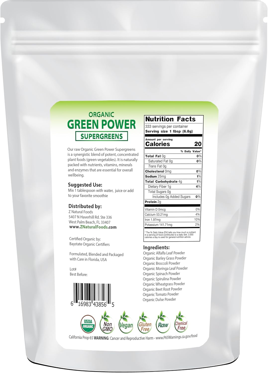 Raw Vegan Gluten-Free Organic Greens Superfood Powder Blend - Barley Grass, Wheatgrass, Spirulina, Spinach, Broccoli, Alfalfa Leaf, Beet Root, Tomato, Dulse & Moringa - 5lbs Pack - Espot.com.au