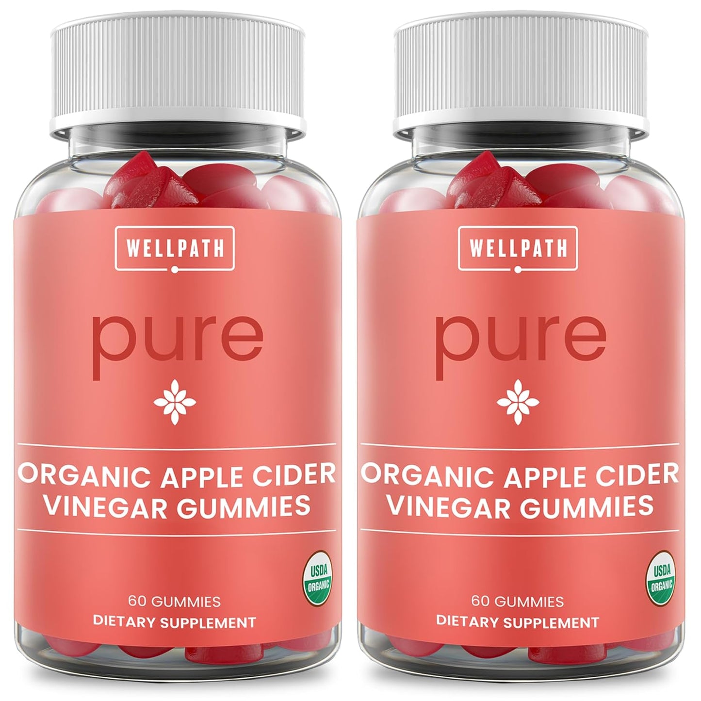 Organic Apple Cider Vinegar Gummies with Ginger (2 Pack, 120 Count) - Vegan, Non-GMO, USDA Certified for Gut Health by WellPath - Espot.com.au