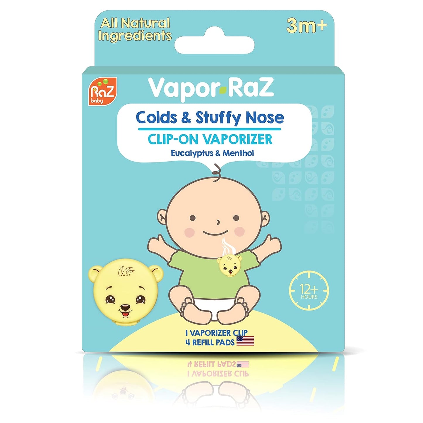 razbaby-vapor-raz-clip-on-vaporizer-with-natural-menthol-eucalyptus-baby-oil-aromatherapy---cough-cold-relief-for-home-travel---4-vapor-pad-refills-8