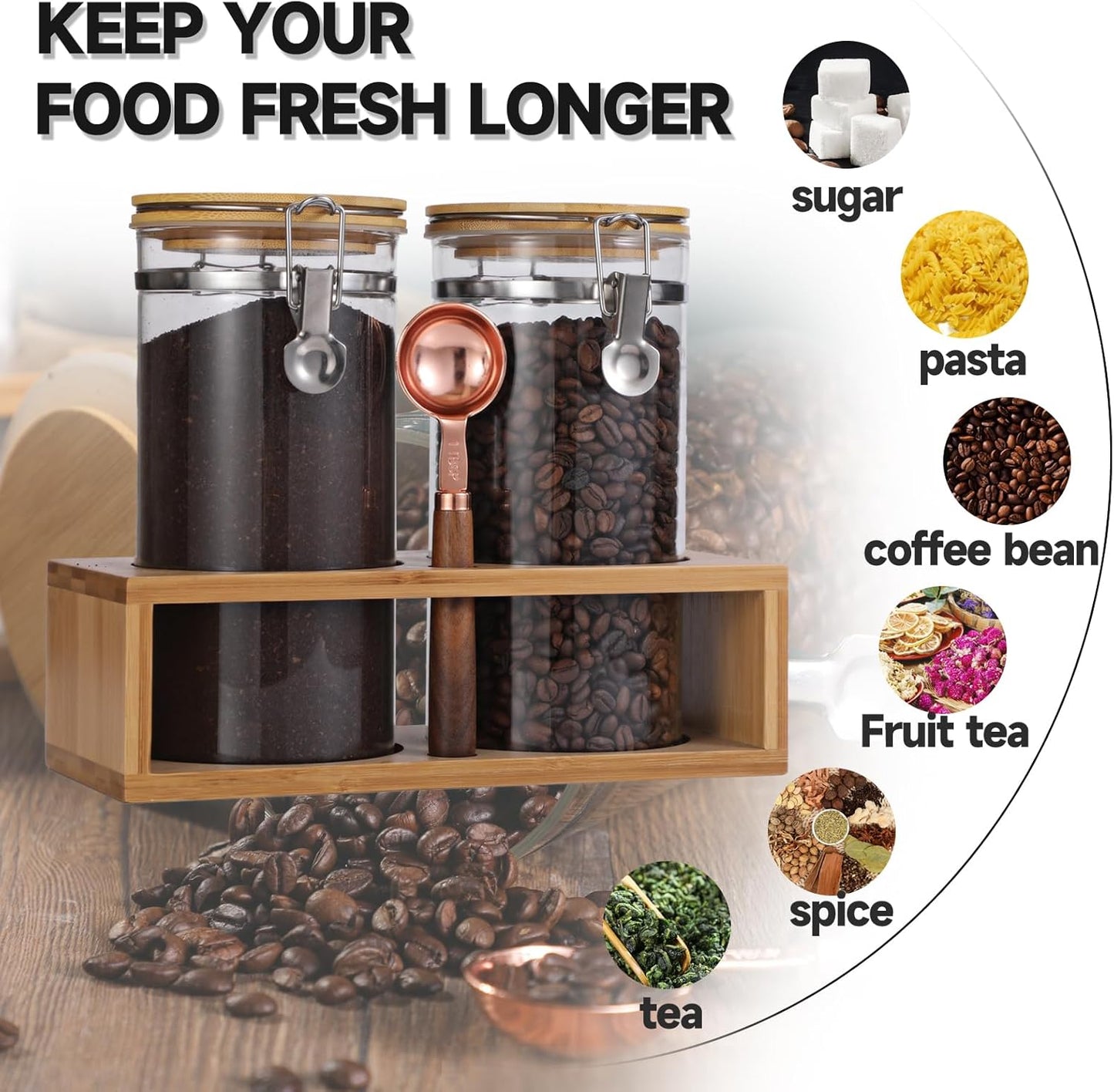 2pcs-49oz-glass-coffee-storage-container-set-with-bamboo-shelf---airtight-sealed-coffee-bean-jars-with-clamp-lid-measuring-spoon---kitchen-pantry-canisters-for-ground-coffee-sugar-tea-flour-5