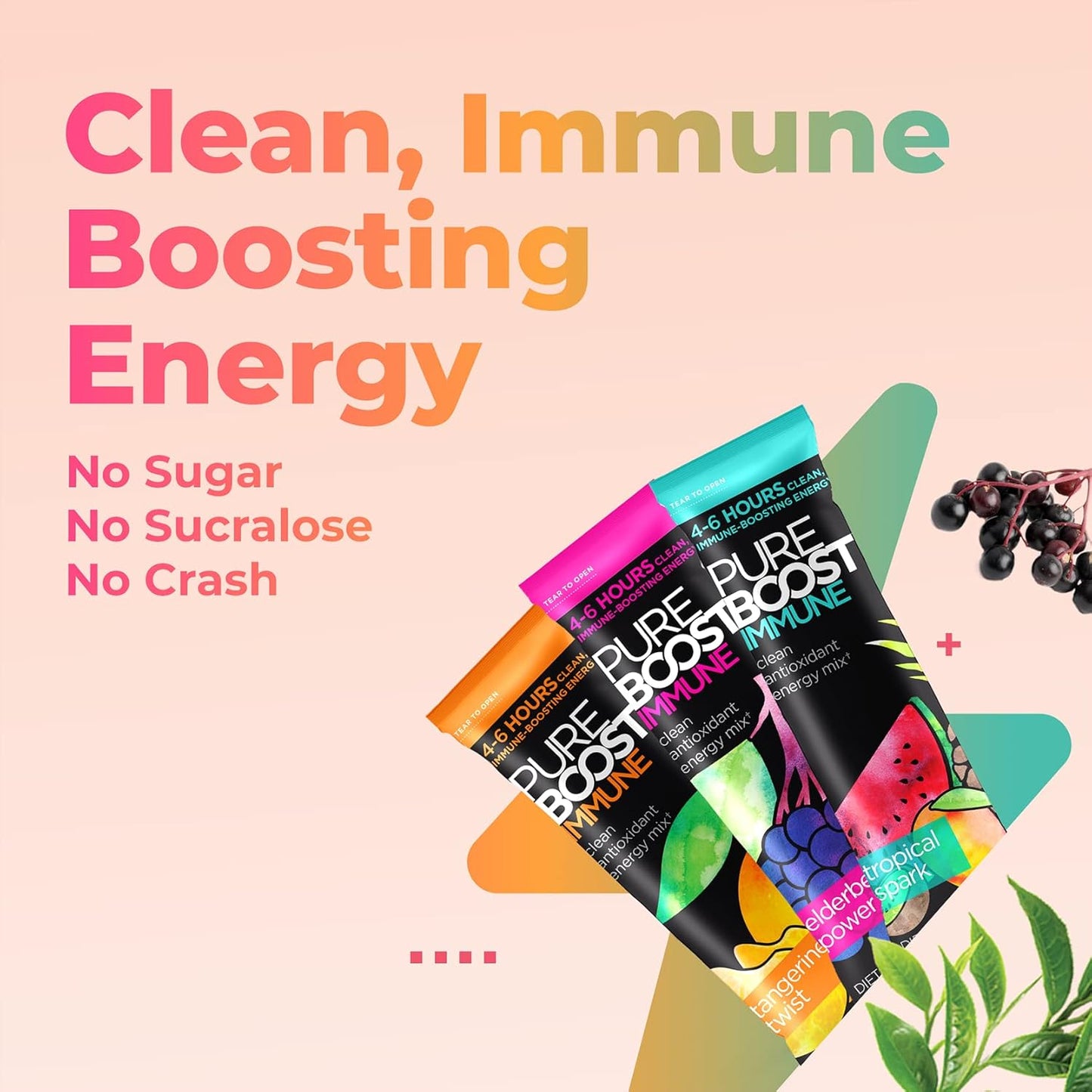 Elderberry Vitamin C Energy Drink Mix with Zinc - Immune Support Combo Pack, 30 Count - Espot.com.au