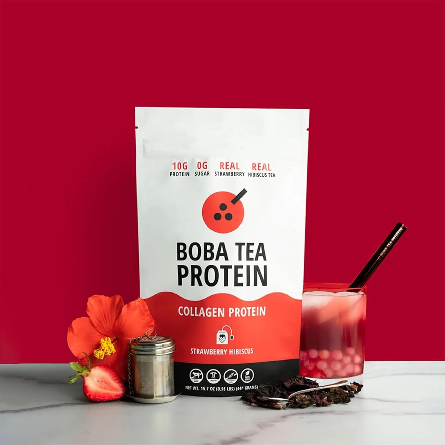 strawberry-hibiscus-boba-tea-collagen-powder---30-servings-grass-fed-hydrolyzed-bovine-collagen-for-hair-skin-nails-bones-joints-men-women-no-sugar-added-2