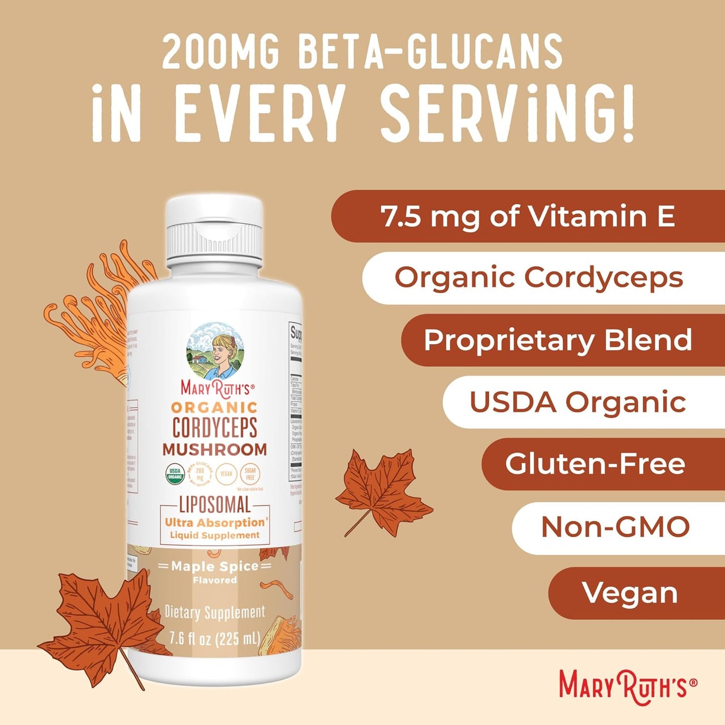 maryruth-organics-mushroom-liposomals-turkey-tail-cordyceps-in-chocolate-fudge-maple-spice---clean-label-project-verified-for-immunity-energy-health---vegan-non-gmo-gluten-free-5