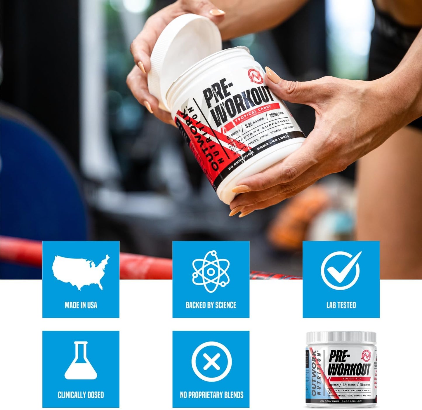 sugar-free-outwork-nutrition-preworkout-powder-for-men-women---no-creatine-nootropics-citrulline-malate-beta-alanine---rocket-pop-flavor---scientifically-backed-5