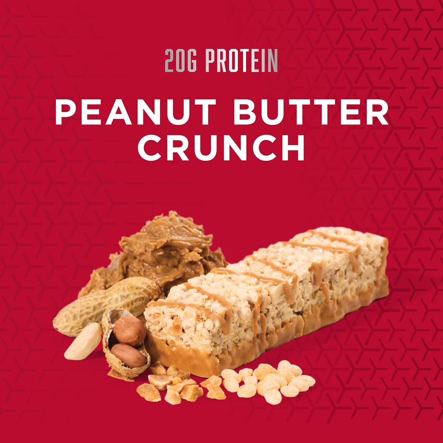 Gluten-Free BSN Protein Crisp Bar - Peanut Butter Crunch, 12 Count - Whey Protein Snack Bars with Fiber - Crunchy Protein Bars - Espot.com.au