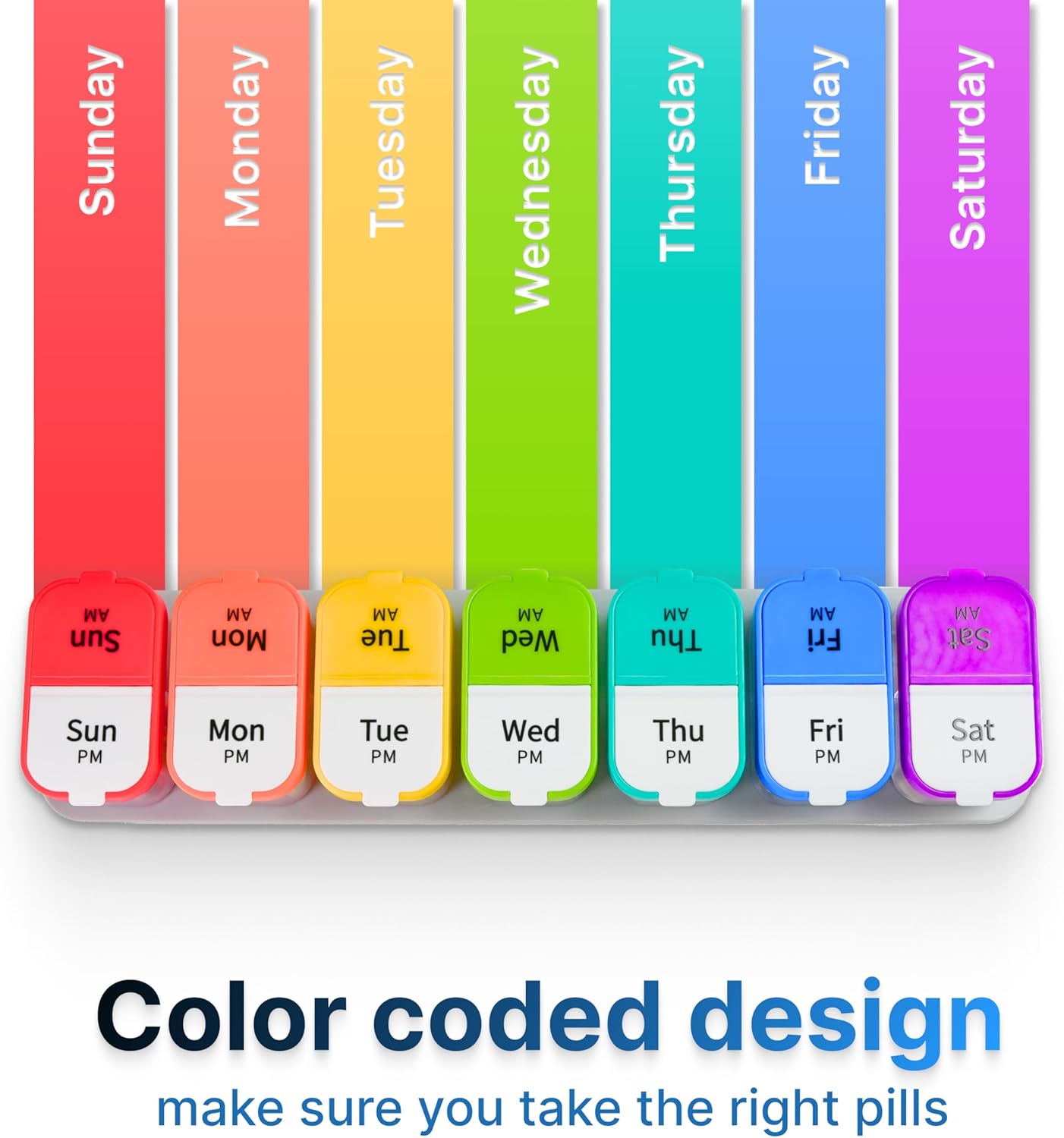 bexeen-extra-large-pill-organizer-set---2-xl-vitamin-holders-with-7-detachable-compartments---reliable-medicine-dispenser-for-home-and-travel---big-supplement-container-in-rainbow-purplewhite-7