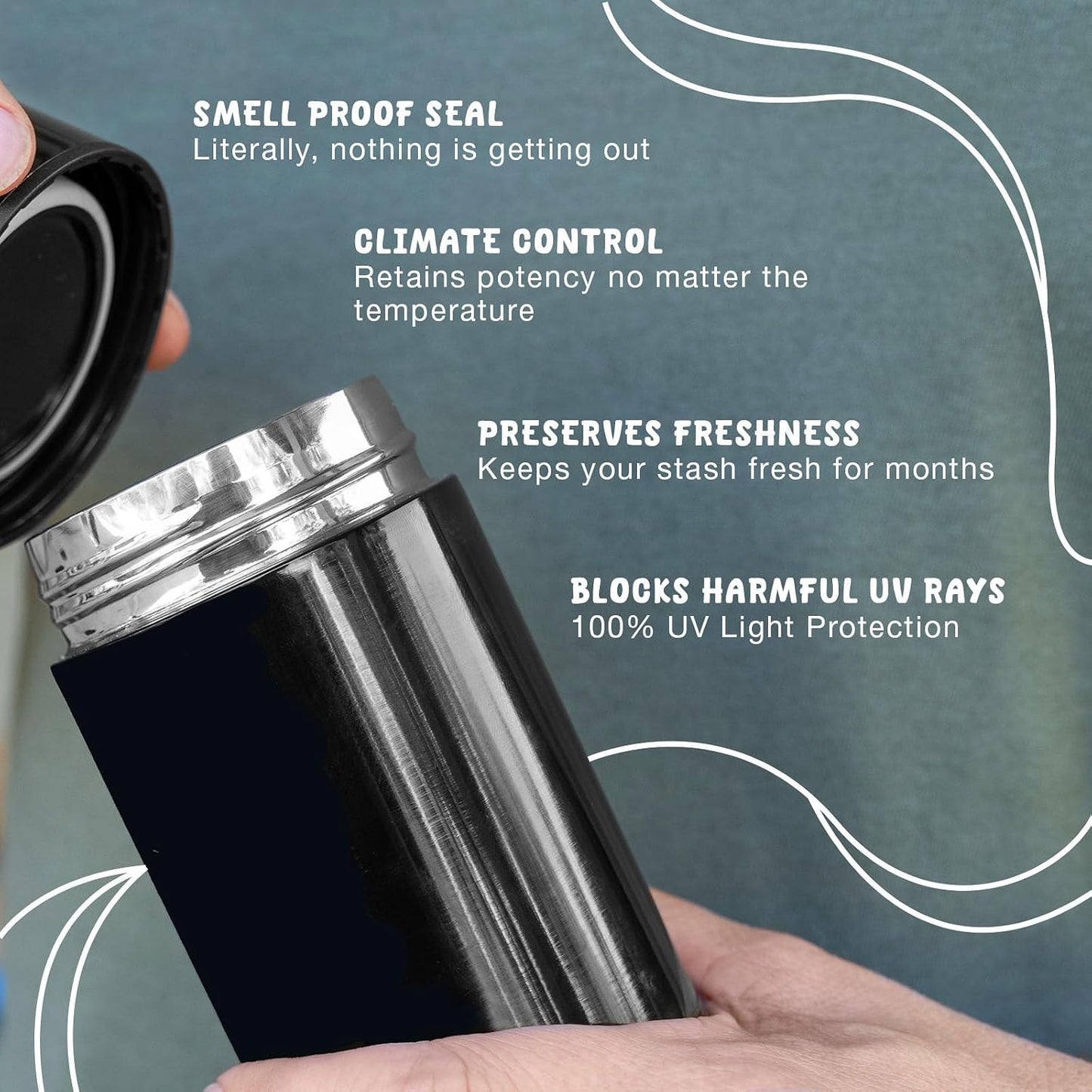 nugbuddy Mini Vacuum Sealed Storage Container with Nested Glass Jar - UV Protection, Temperature Control - Whiteboard Finish with Marker - 100 ml (1/4 Oz) - Espot.com.au