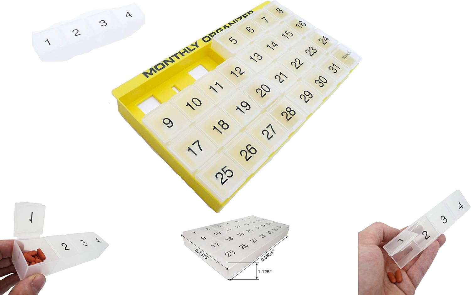 promed-supplies-31-day-monthly-pill-organizer-with-31-compartments-tray-and-8-removable-compartments---yellow-color-2