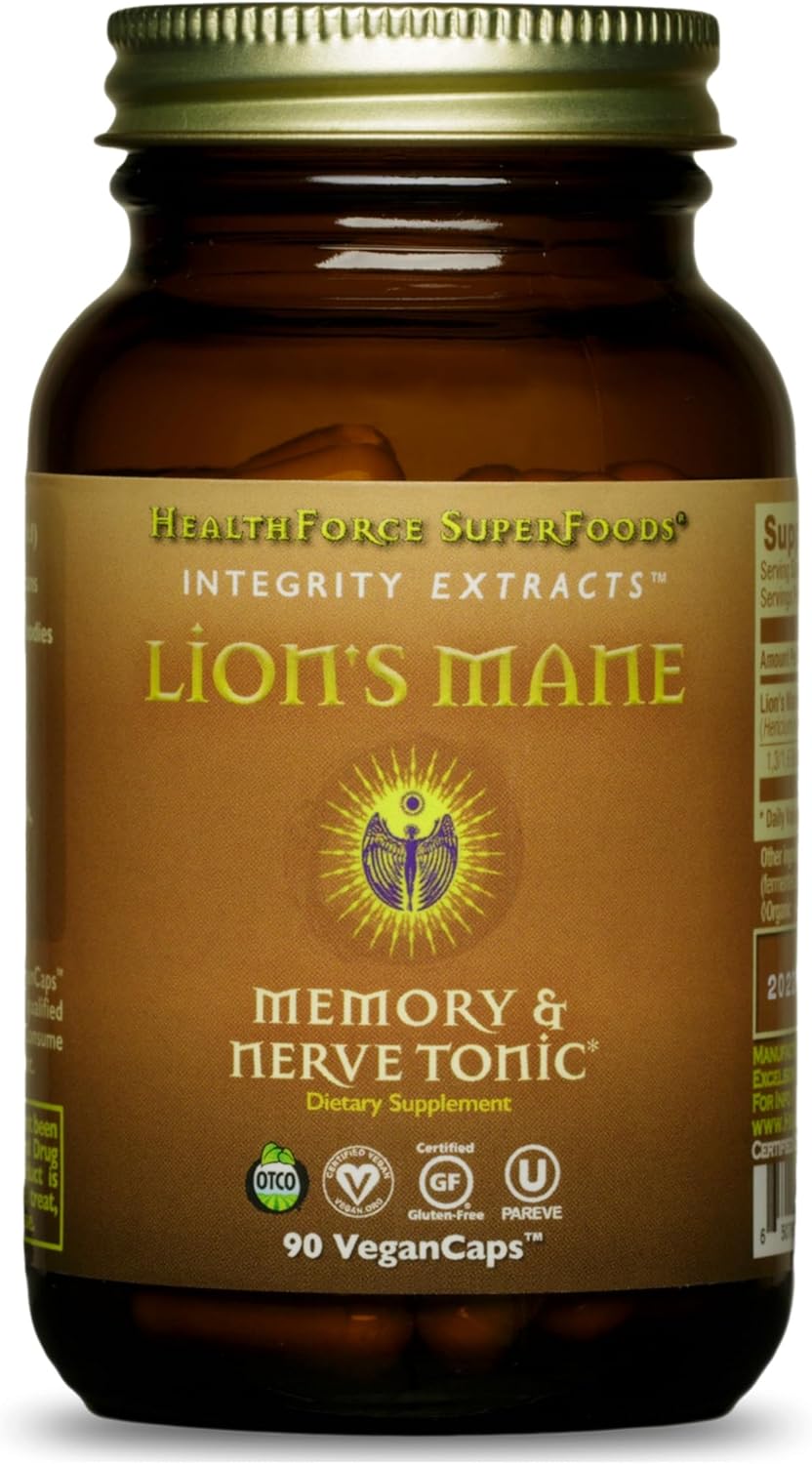 HealthForce SuperFoods Integrity Extracts Lion's Mane Capsules - 90 Vegan Capsules for Cognitive Support and Overall Wellness - Espot.com.au