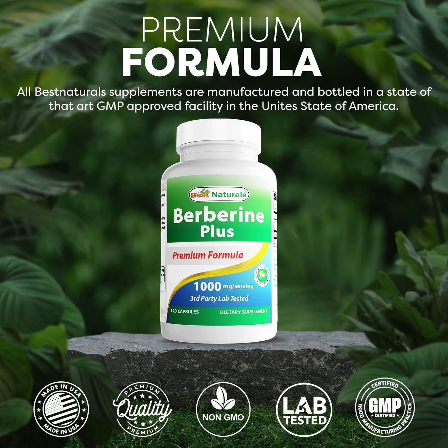Natural Berberine Plus 1000mg - 240 Capsules for Blood Sugar Support & Heart Health - Twin Pack of 120 Count Bottles - Espot.com.au