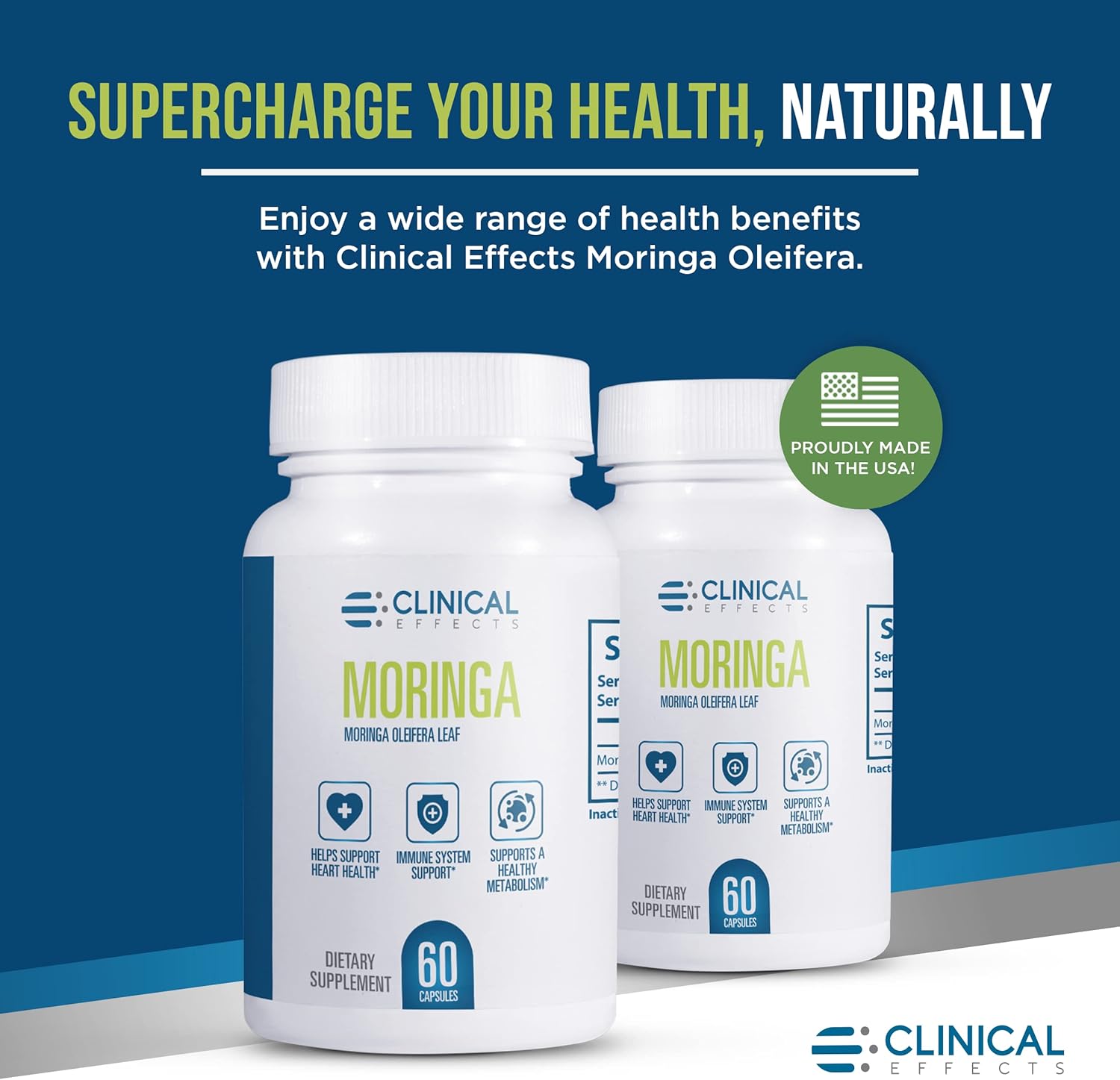 800mg Moringa Capsules for Heart, Joint, Energy & Immune Support - Clinical Effects Moringa Oleifera Superfood Supplement
