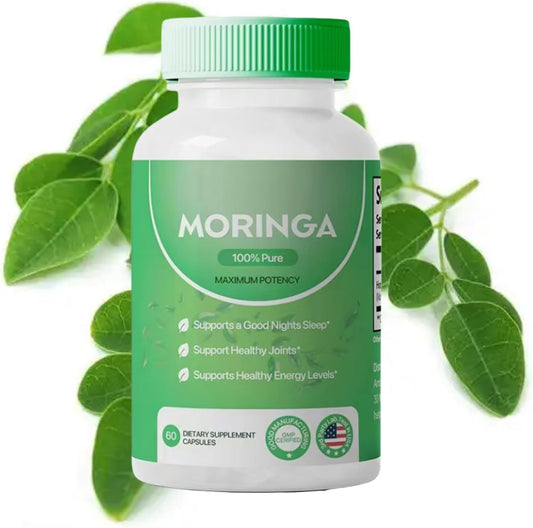 800mg Moringa Powder Capsules - Antioxidant Superfood for Energy, Skin Health & Gut Support - Rich in Vitamins & Amino Acids - Non-GMO, Natural - 60 Capsules