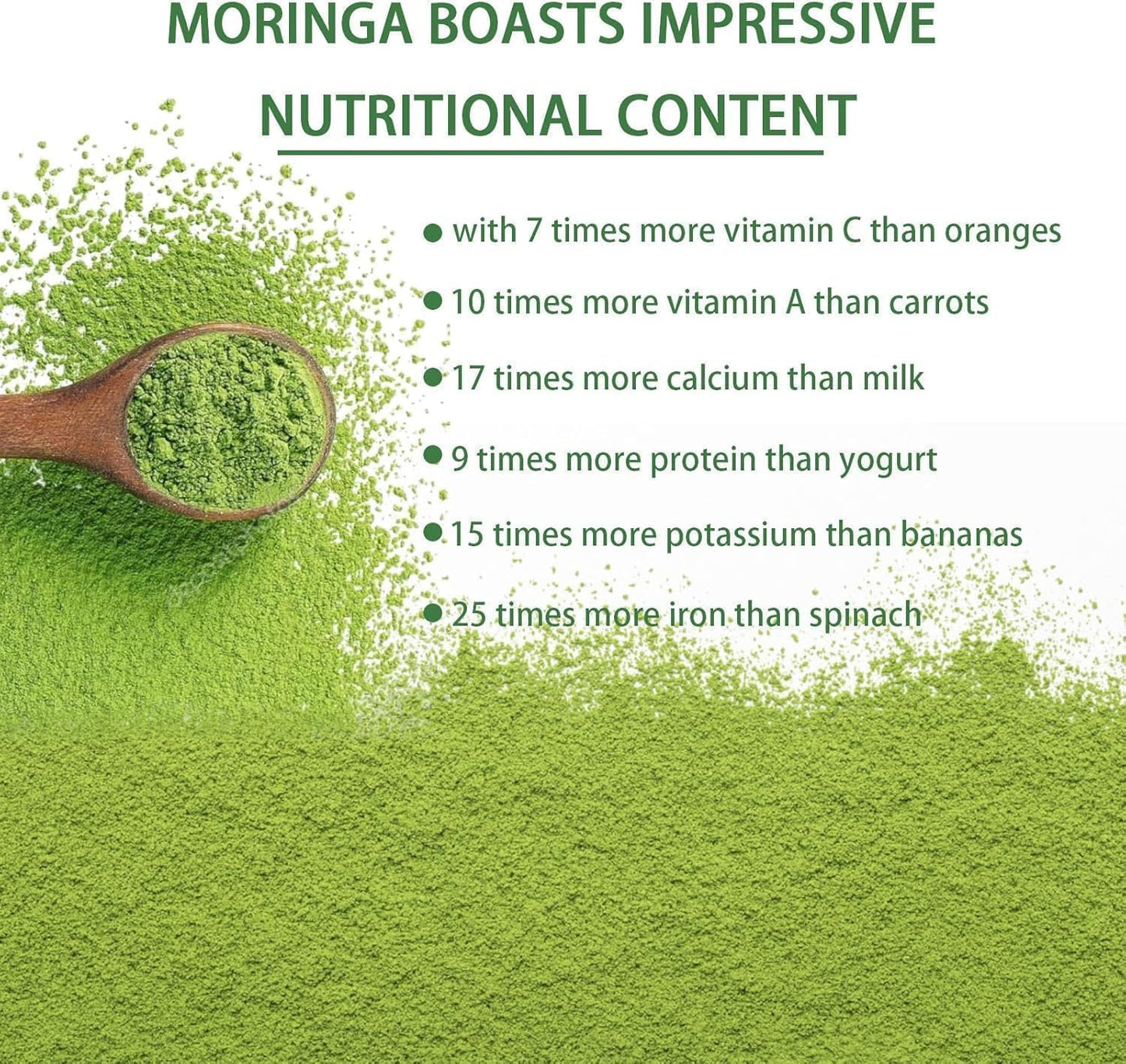 800mg Moringa Powder Capsules - Antioxidant Superfood for Energy, Skin Health & Gut Support - Rich in Vitamins & Amino Acids - Non-GMO, Natural - 60 Capsules