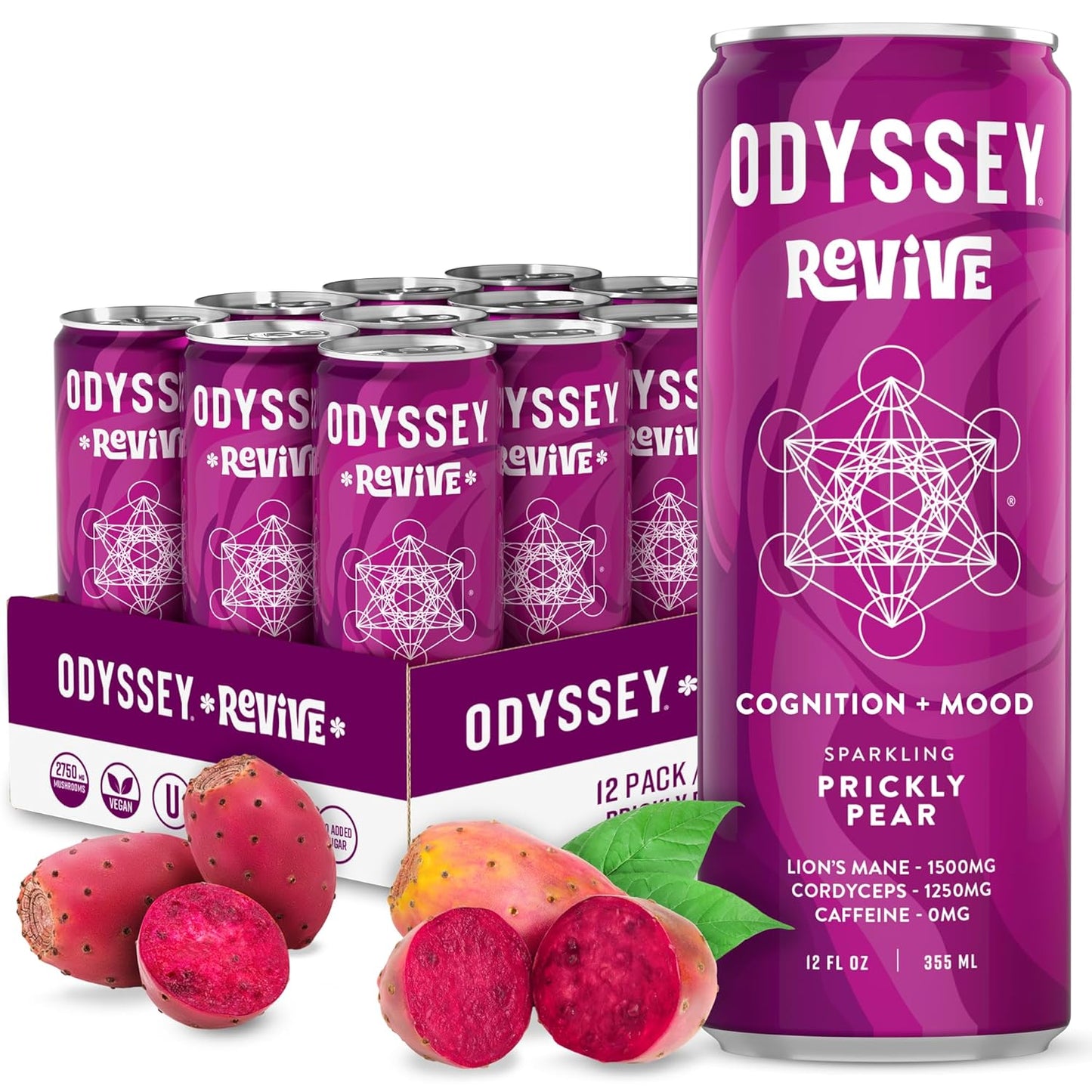 revive-sparkling-hydration-drink-with-theanine-lions-mane-cordyceps-electrolytes---caffeine-free-energy-vegan-non-gmo---prickly-pear-flavor-12-oz-12-pack-1