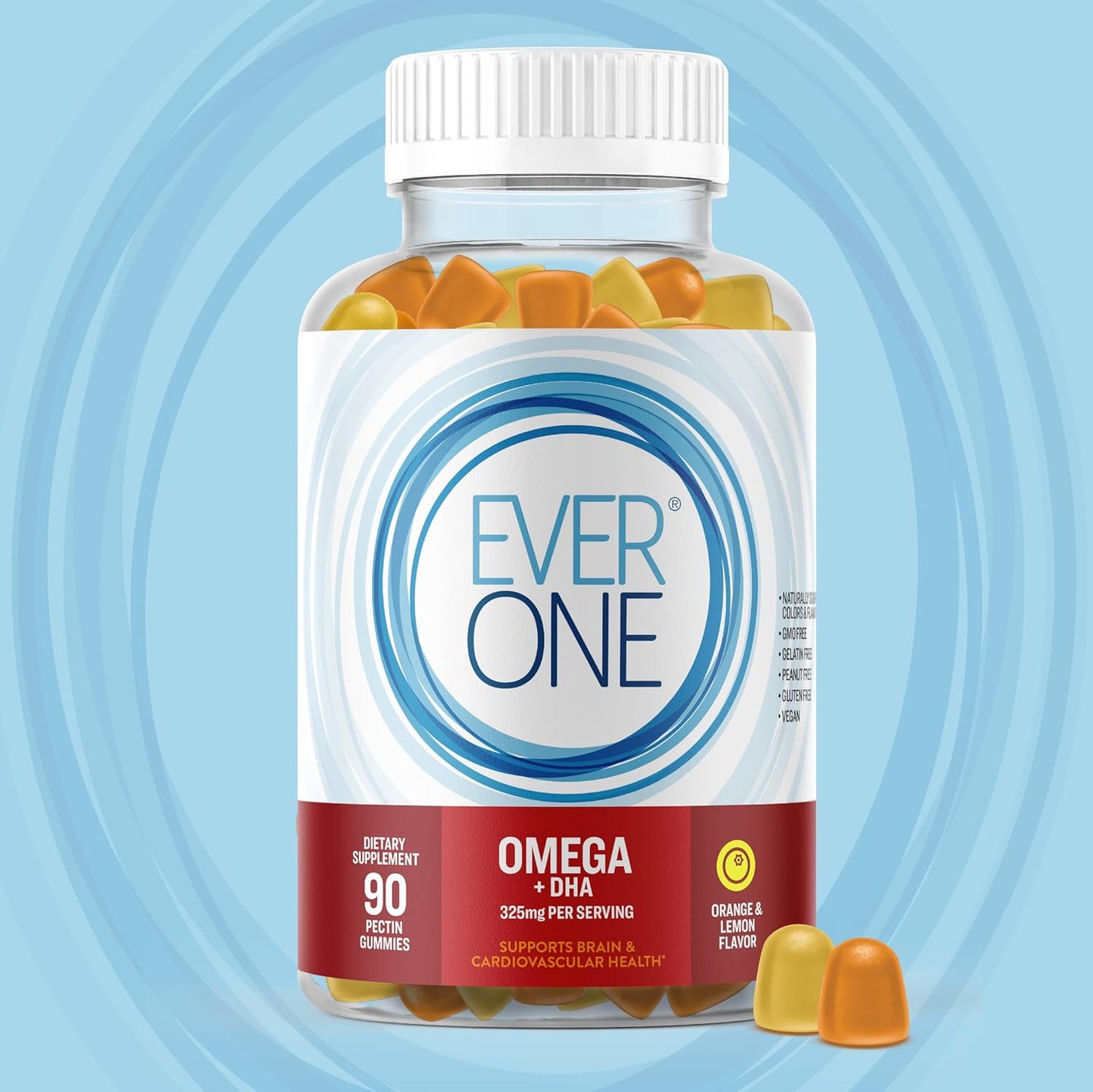 Vegan Omega Fish Oil Gummies for Adults and Teens with DHA - Brain and Cardio Health Support - Orange and Lemon Flavored with Omega 3, 6, 9 - GMO Free - Espot.com.au