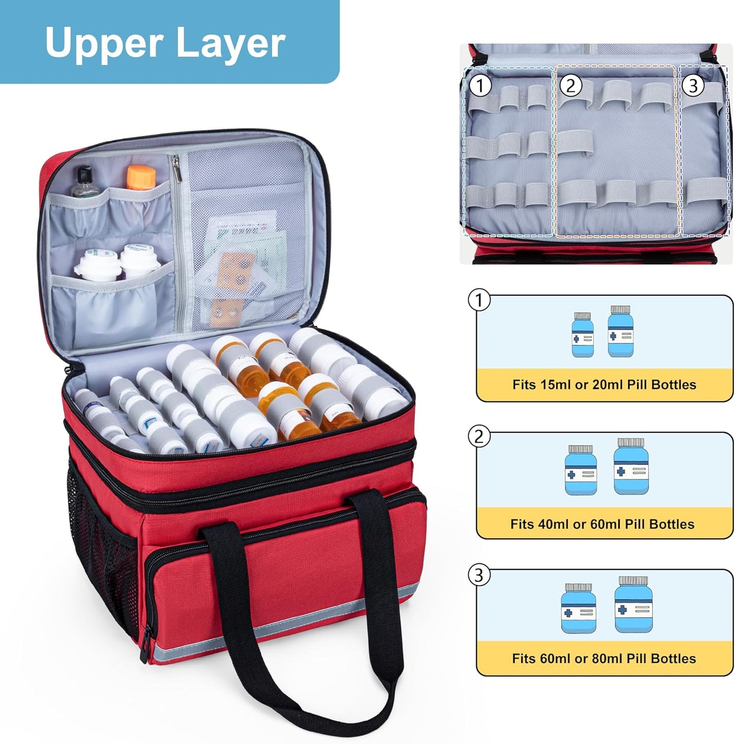 curmio-double-layers-pill-bottle-organizer-bag-with-lockable-zippers---red-travel-friendly-medication-storage-case-for-prescription-bottles-and-medical-supplies-2