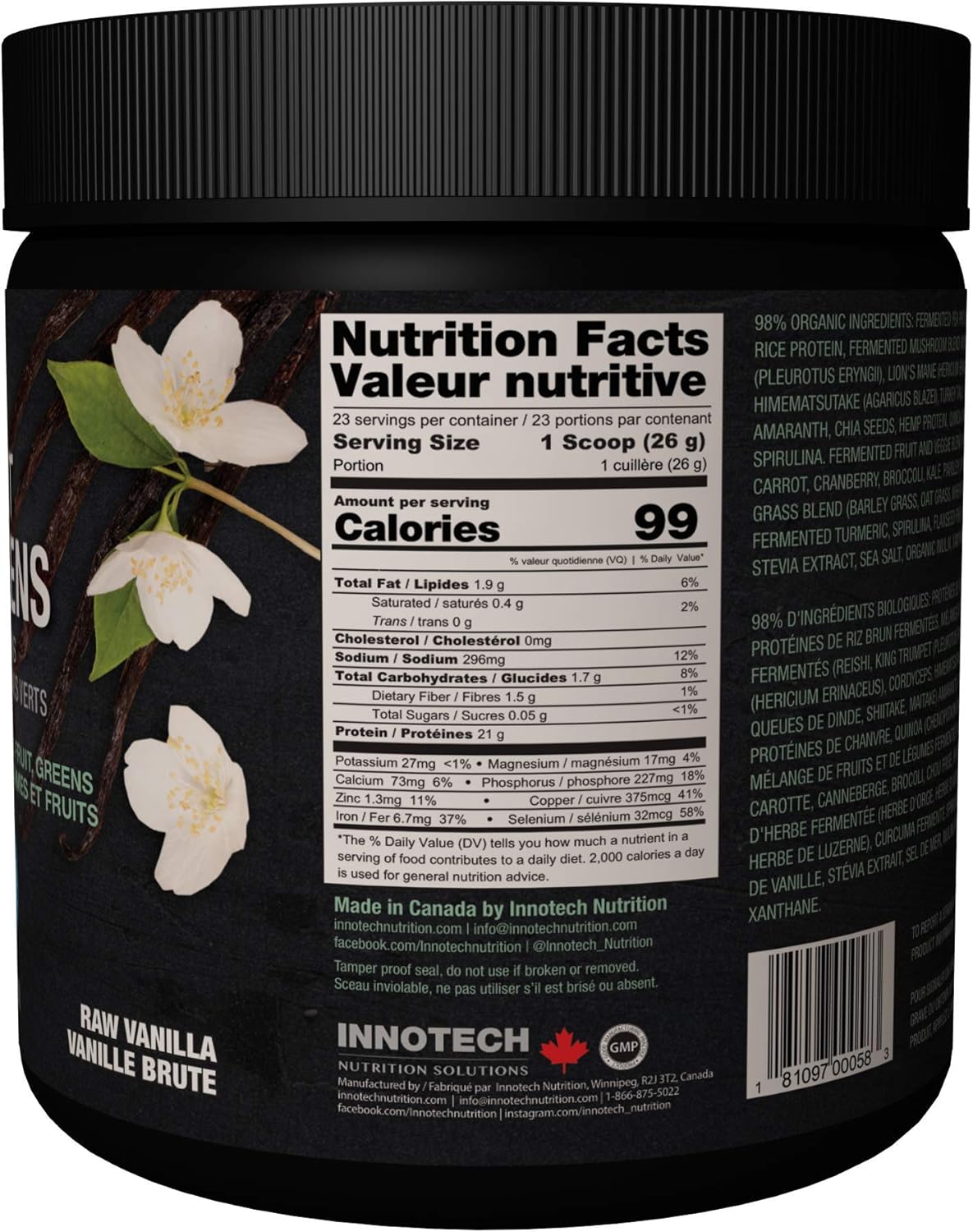 innotech-nutrition-solutions-fermented-plant-protein-greens-vanilla---lightly-sweetened-600g---organic-vegan-protein-powder-2