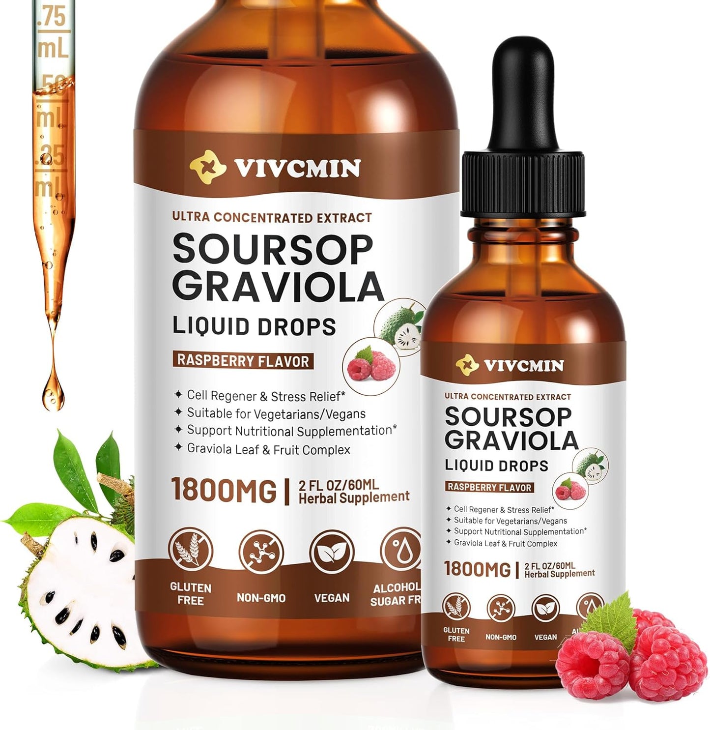 vivcmin-graviola-soursop-leaf-extract-liquid---immune-boost-liver-support-sleep-aid---raspberry-flavor---2-fl-oz---vegan-sugar-gluten-free-1