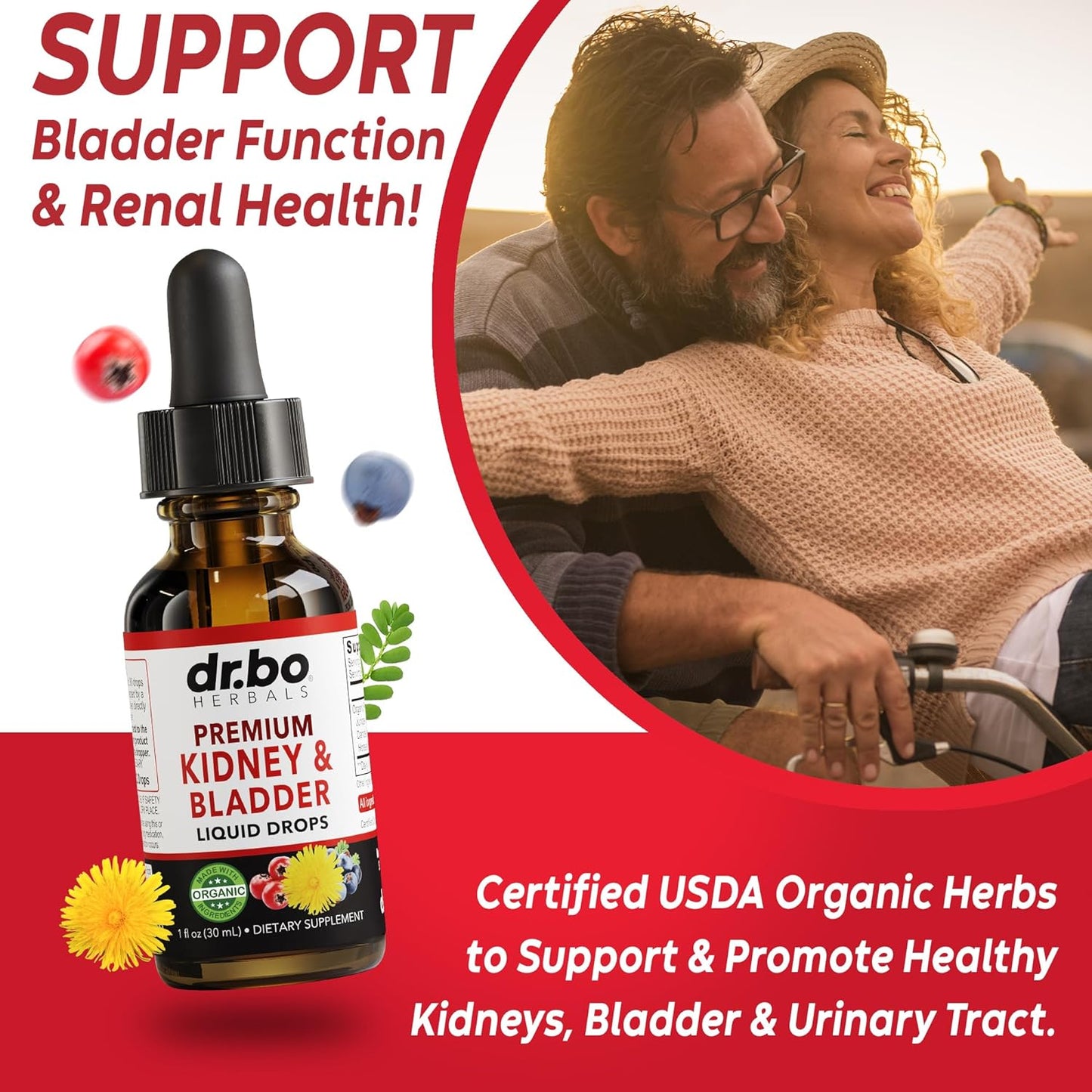 Organic Kidney Support Supplement for Bladder Health - Renal Cleanse Drops with Juniper Berry, Cleavers, Dandelion - Detox & Flush Urinary Tract - Herbal 1oz - Espot.com.au